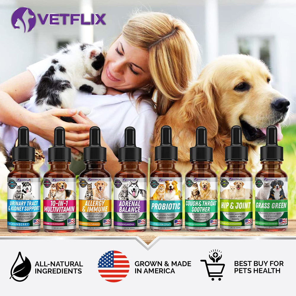 Vetflix packaging et vétérinaire transmettant qualité fabriquée aux États-Unis