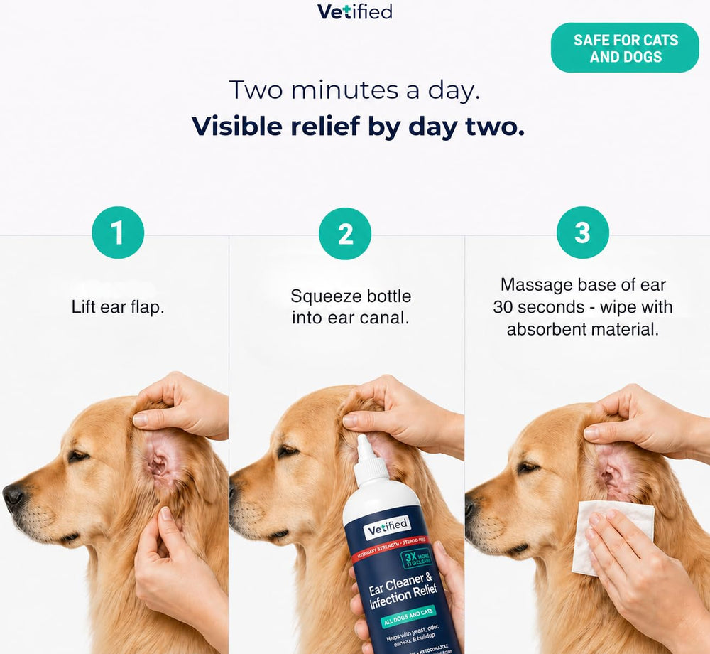 VETIFIED démonstration de nettoyage d'oreille chien réduisant odeurs