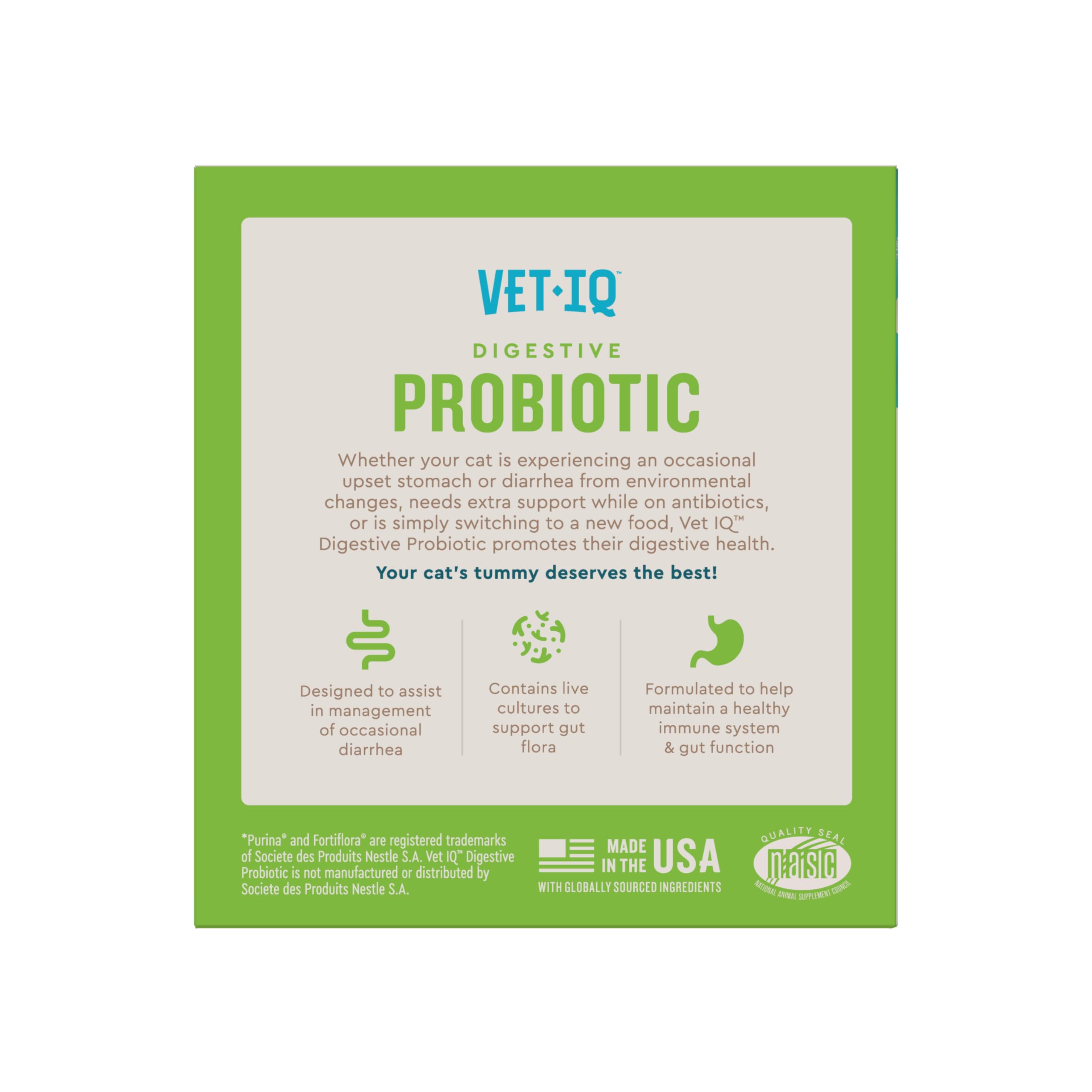 VetIQ sachet à côté d'une règle pour échelle, format pratique