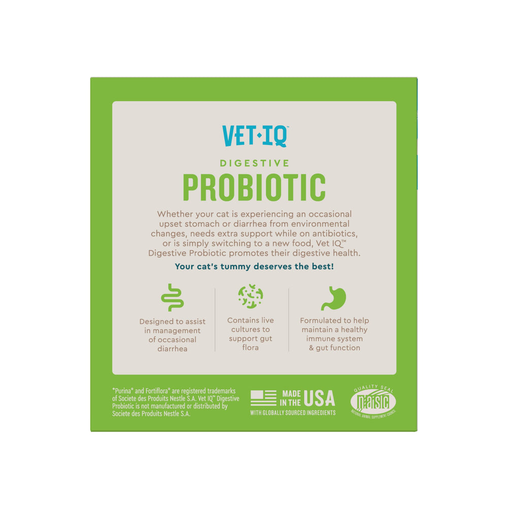 VetIQ sachet à côté d'une règle pour échelle, format pratique