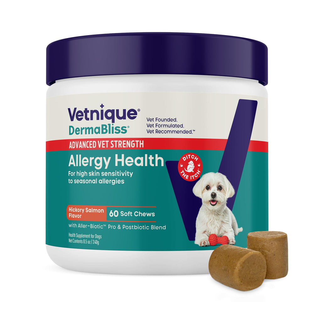 Vetnique Dermabliss emballage avant montrant produit et usage quotidien