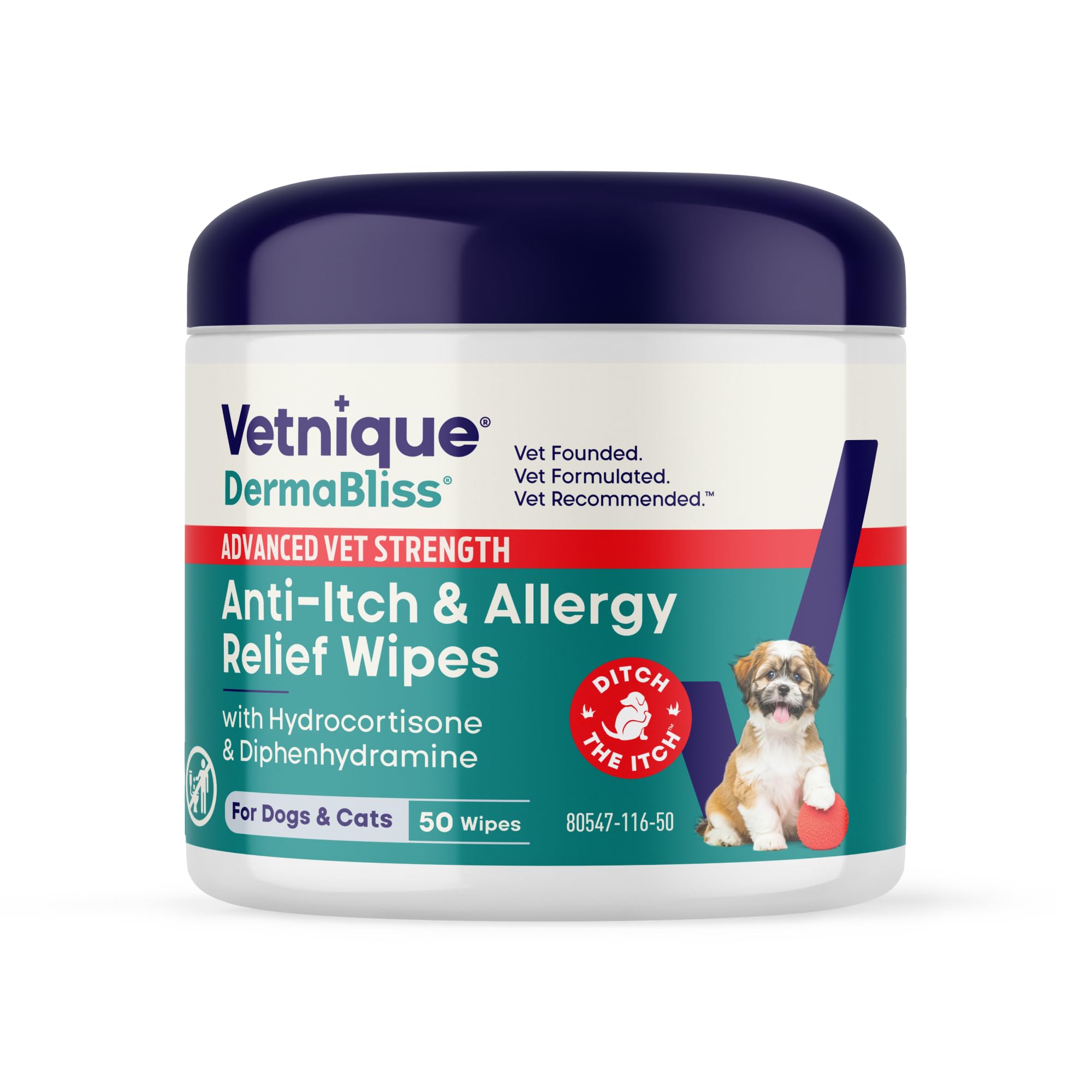 Vetnique Dermabliss emballage avant montrant taille et utilité apaisante
