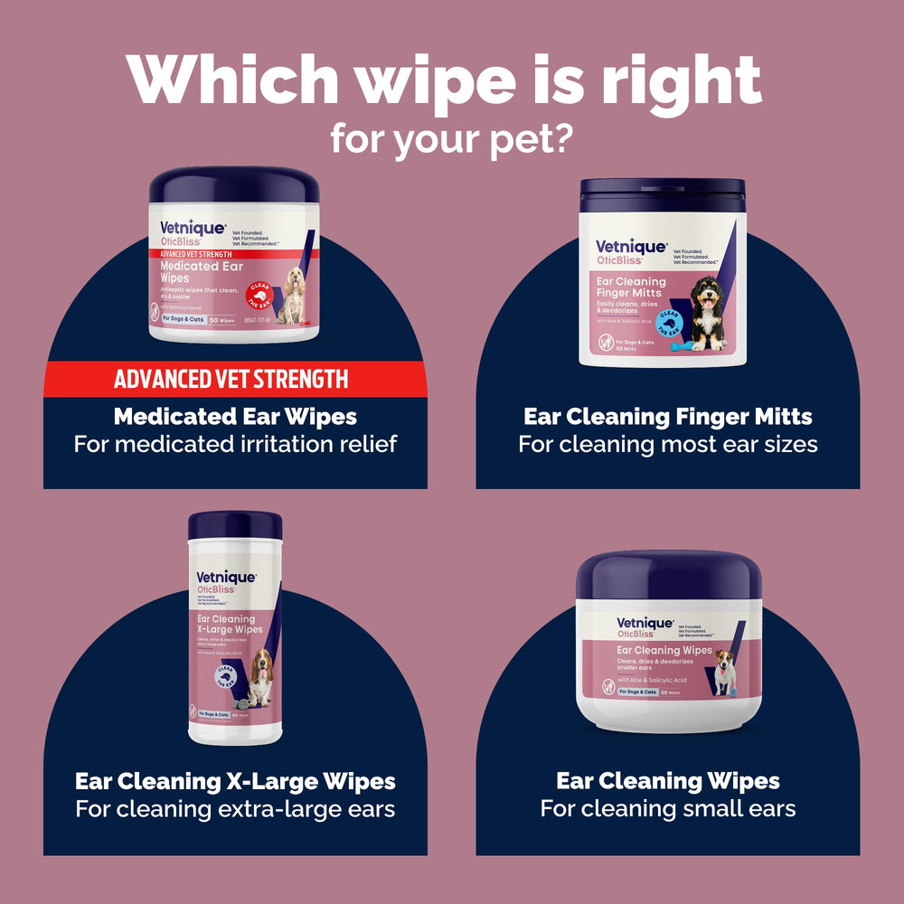 Vetnique Oticbliss pack ouvert avec mitts prêts à l'emploi pour soin rapide