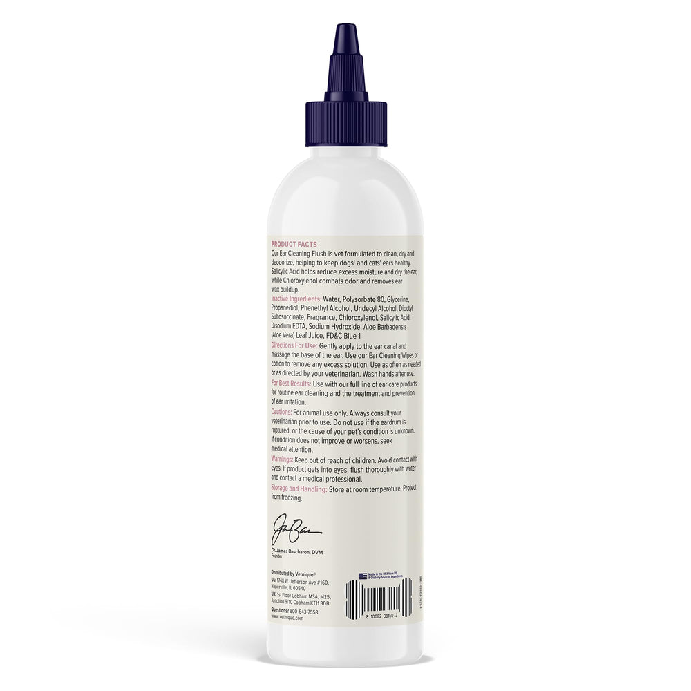 Vetnique Oticbliss utilisé avec compresse pour essuyer résidus confort