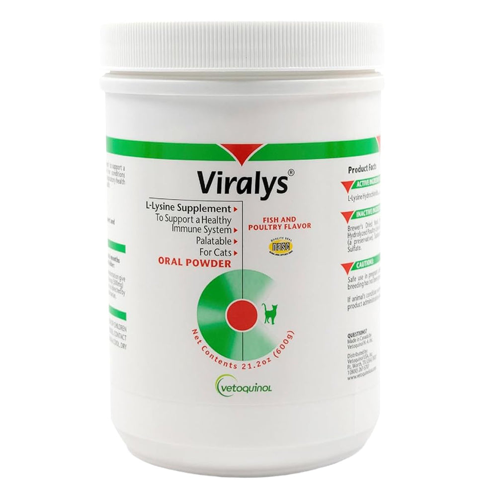 Vetoquinol Viralys pot face montrant le format pratique et usage prolongé