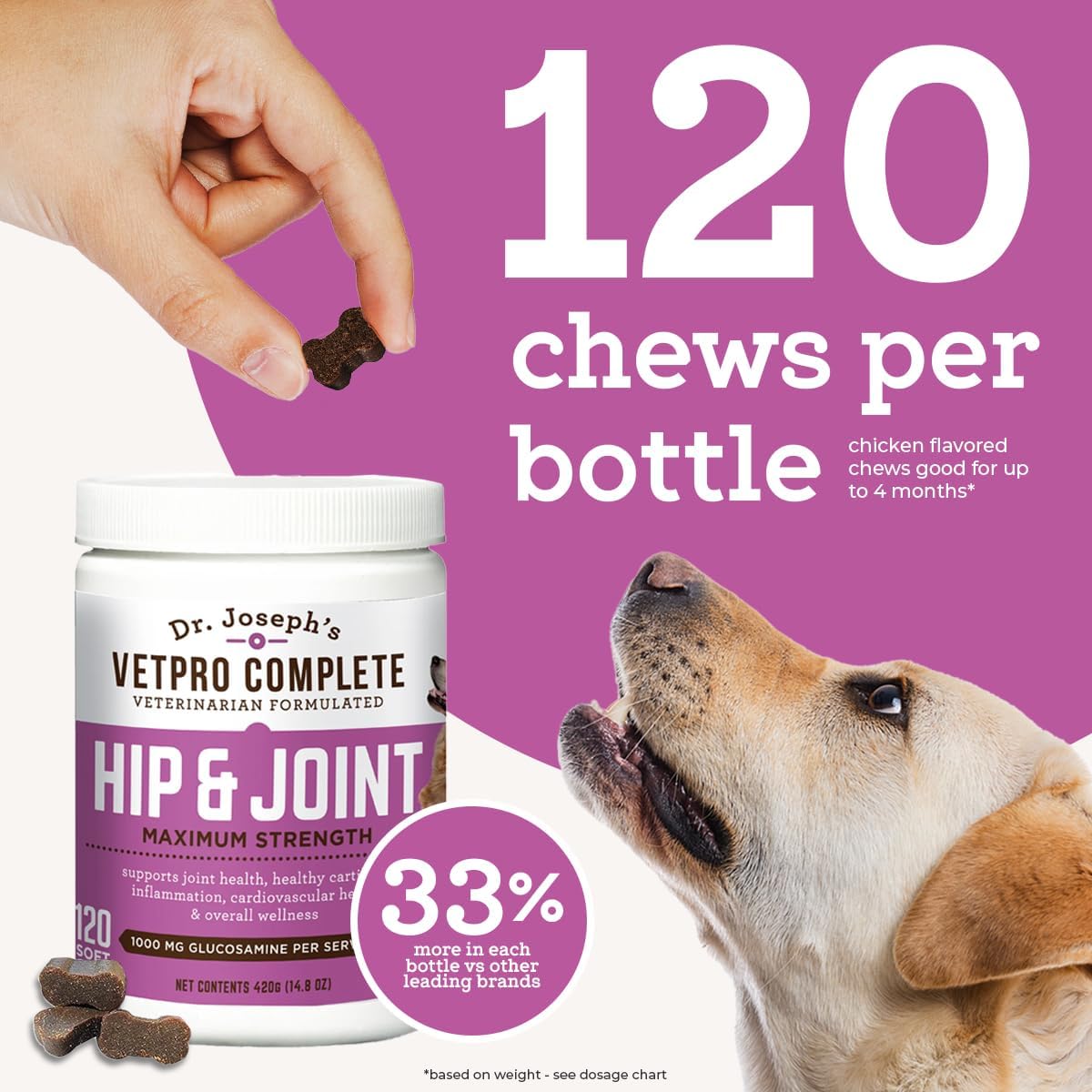 VetPro Complete chien recevant comprimé pour démontrer facilité d'utilisation