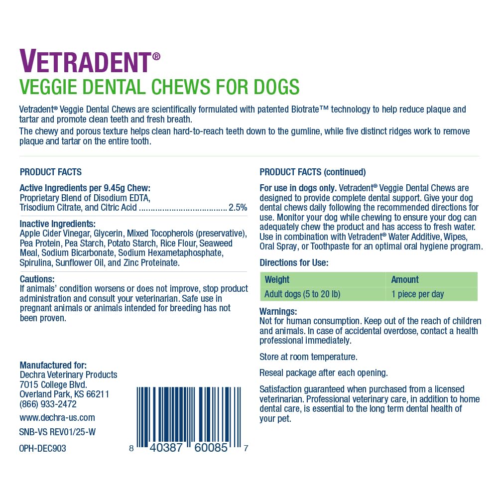 Vetradent friandise gros plan montrant forme et avantage mastication efficace
