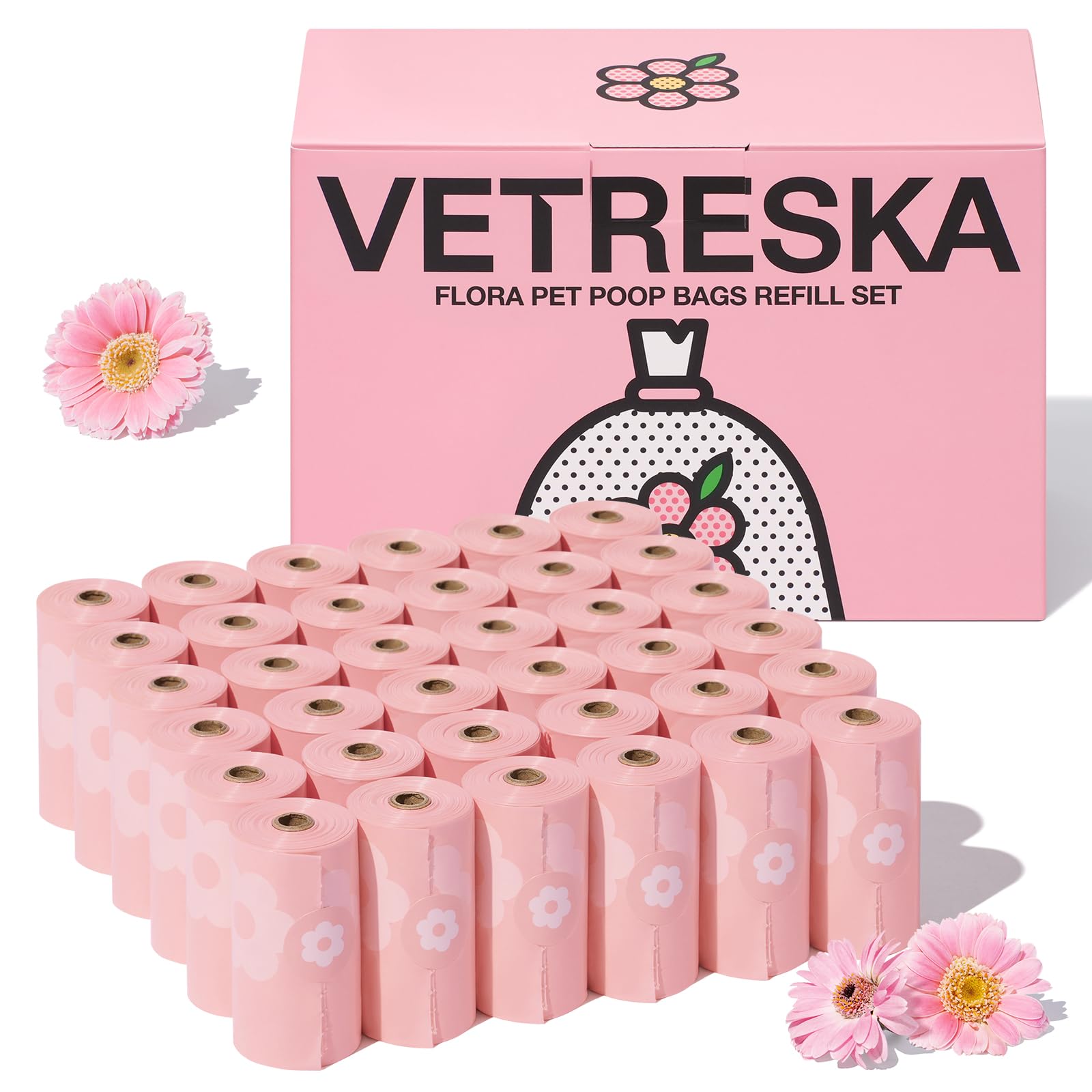 VETRESKA emballage extérieur montrant le lot de 36 rouleaux, économie pour plusieurs mois