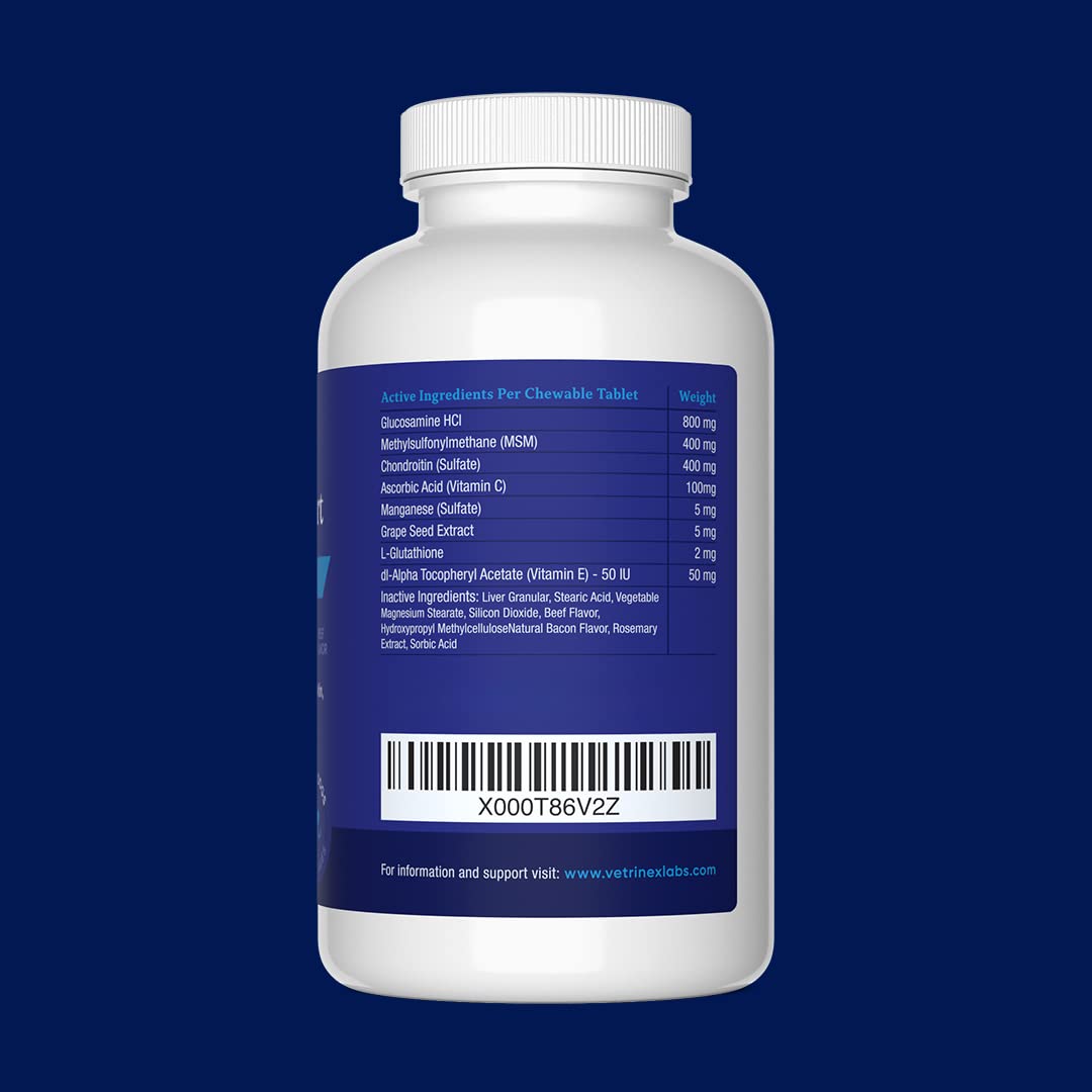 Bocal Vetrinex Labs ouvert avec comprimés, stockage pratique et accès facile