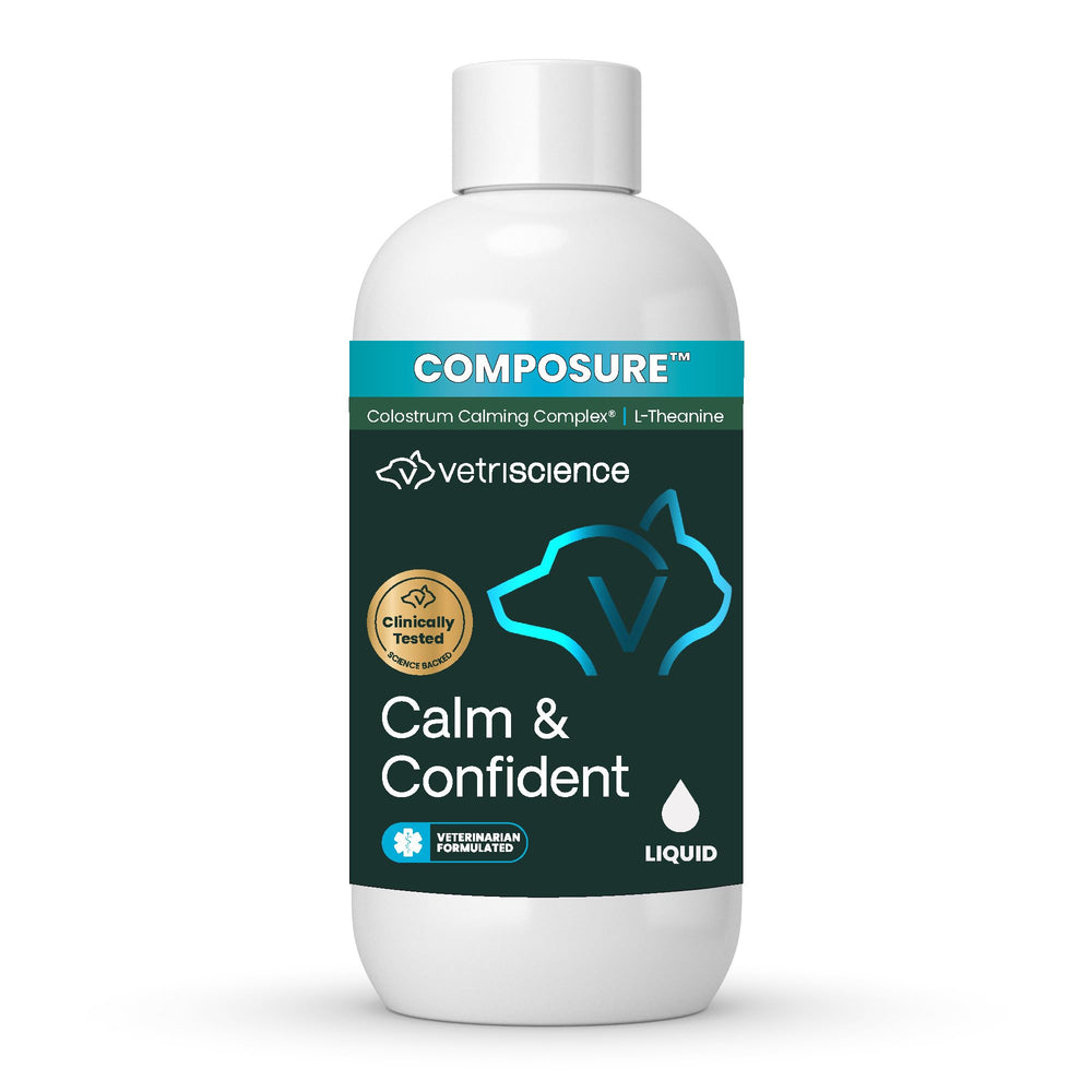 VetriScience bouteille Calm & Confident face montrant l'étiquette claire et l'usage pratique