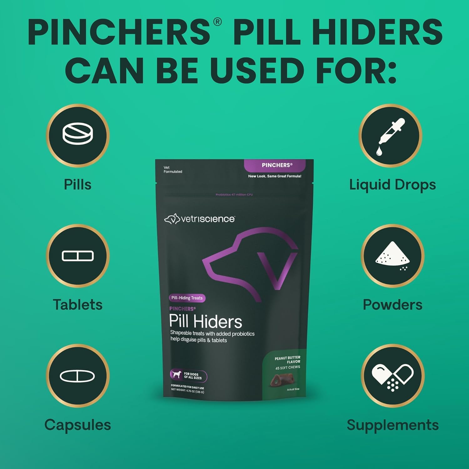 Friandise VETRISCIENCE Pinchers mordue révélant intérieur moelleux, appétence et ingestion aisée