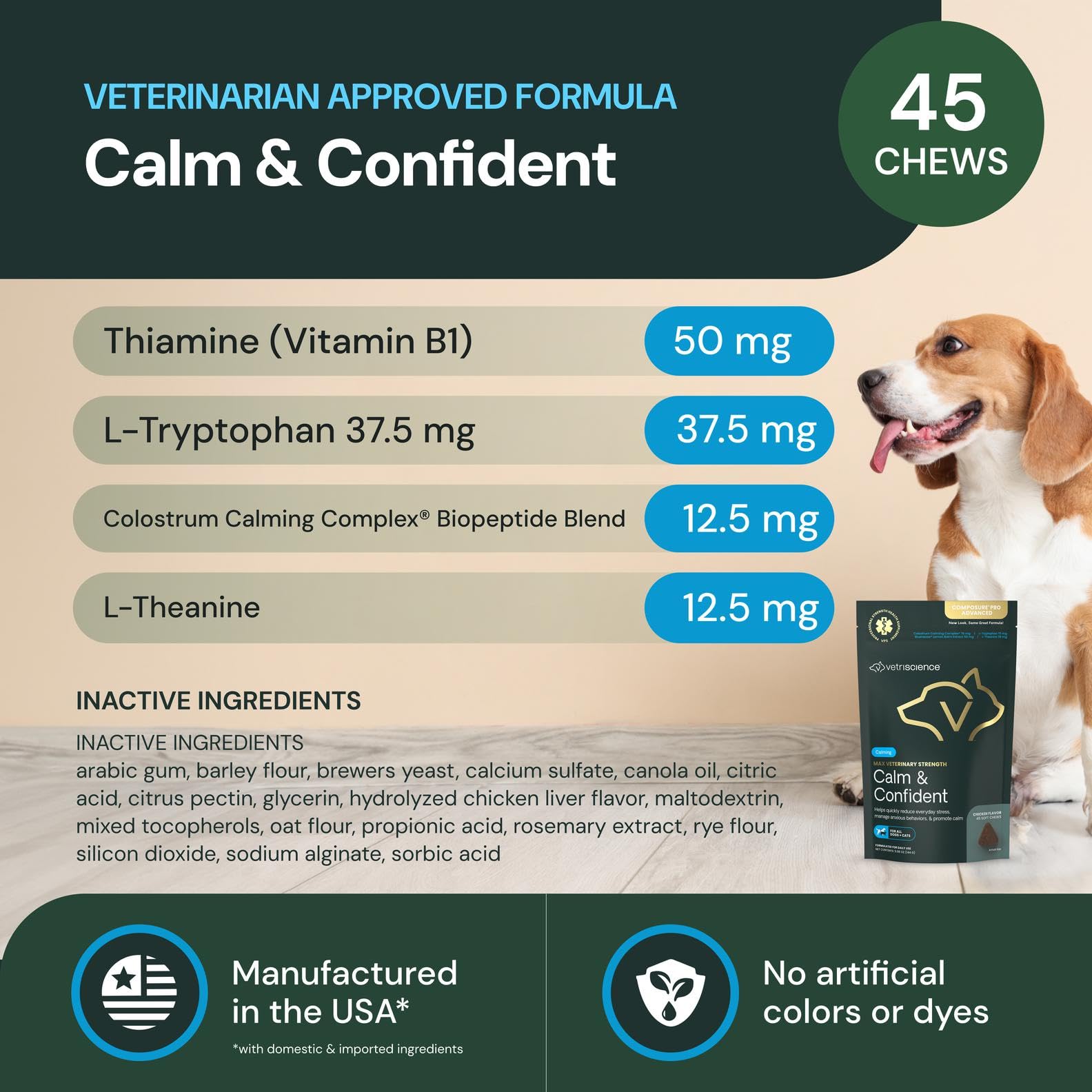VetriScience texture comprimé gros plan montrant composition appétente