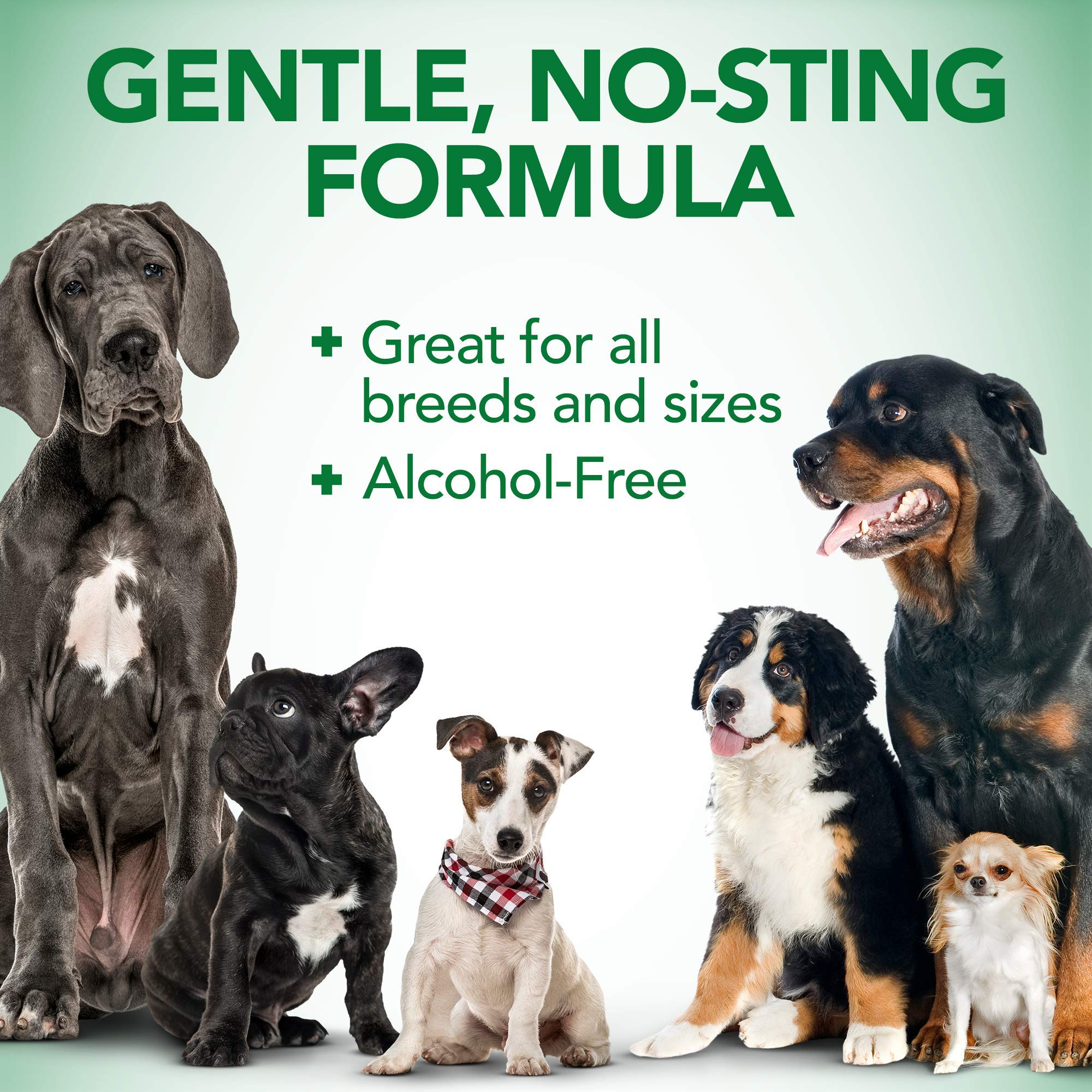 Vet's Best étiquette lisible indiquant formule sans alcool et aloe