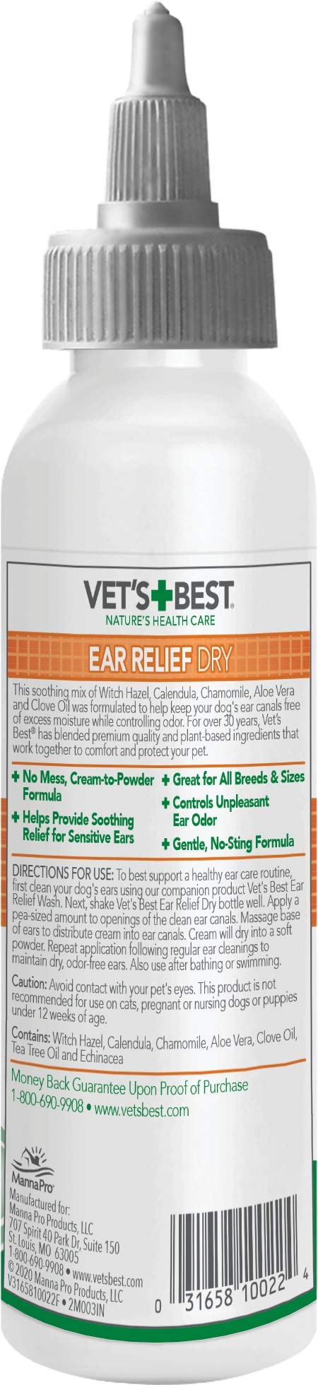 Vet's Best flacon ouvert montrant embout pratique et application sûre