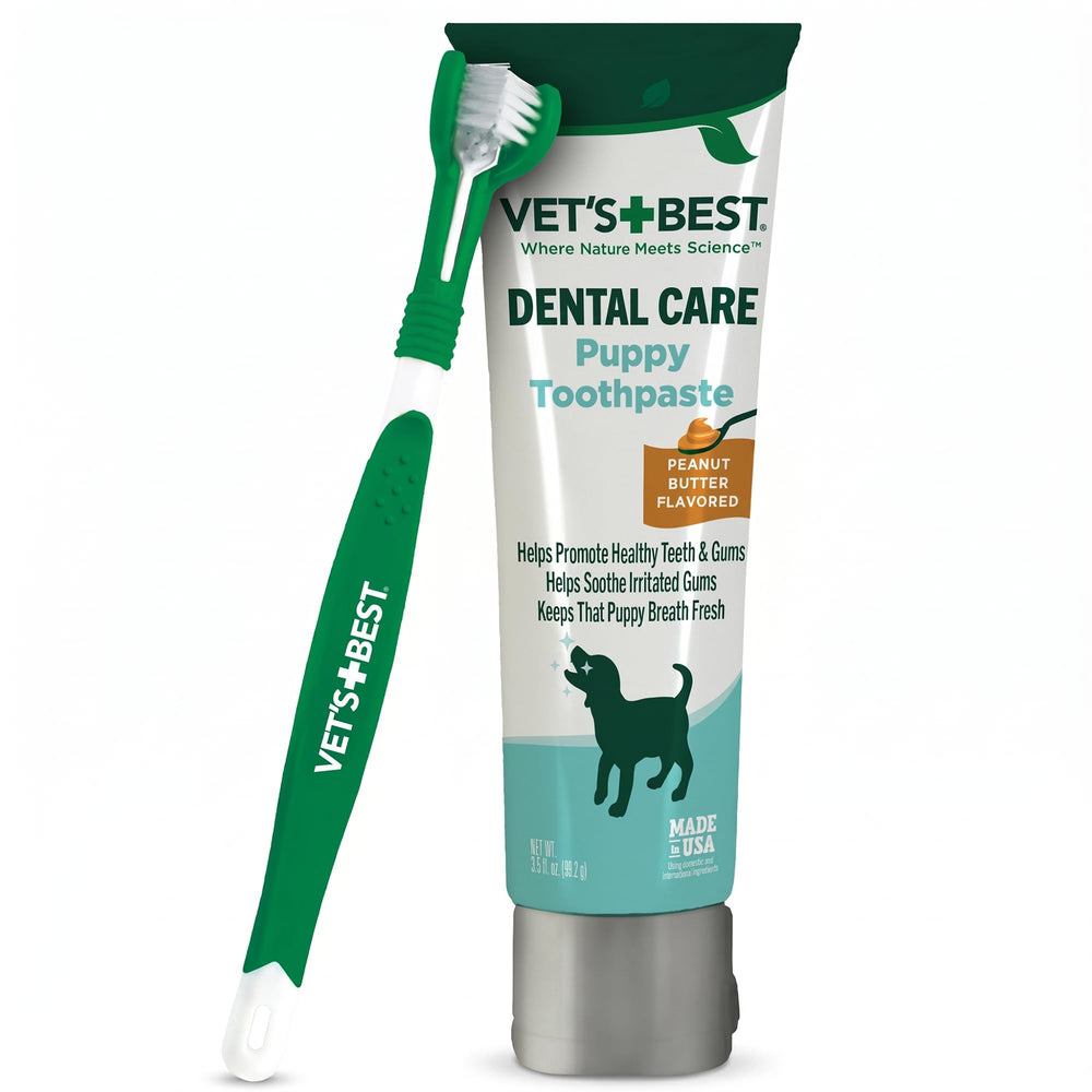 Vet's Best emballage avant du kit dentaire chiot montrant l'ensemble