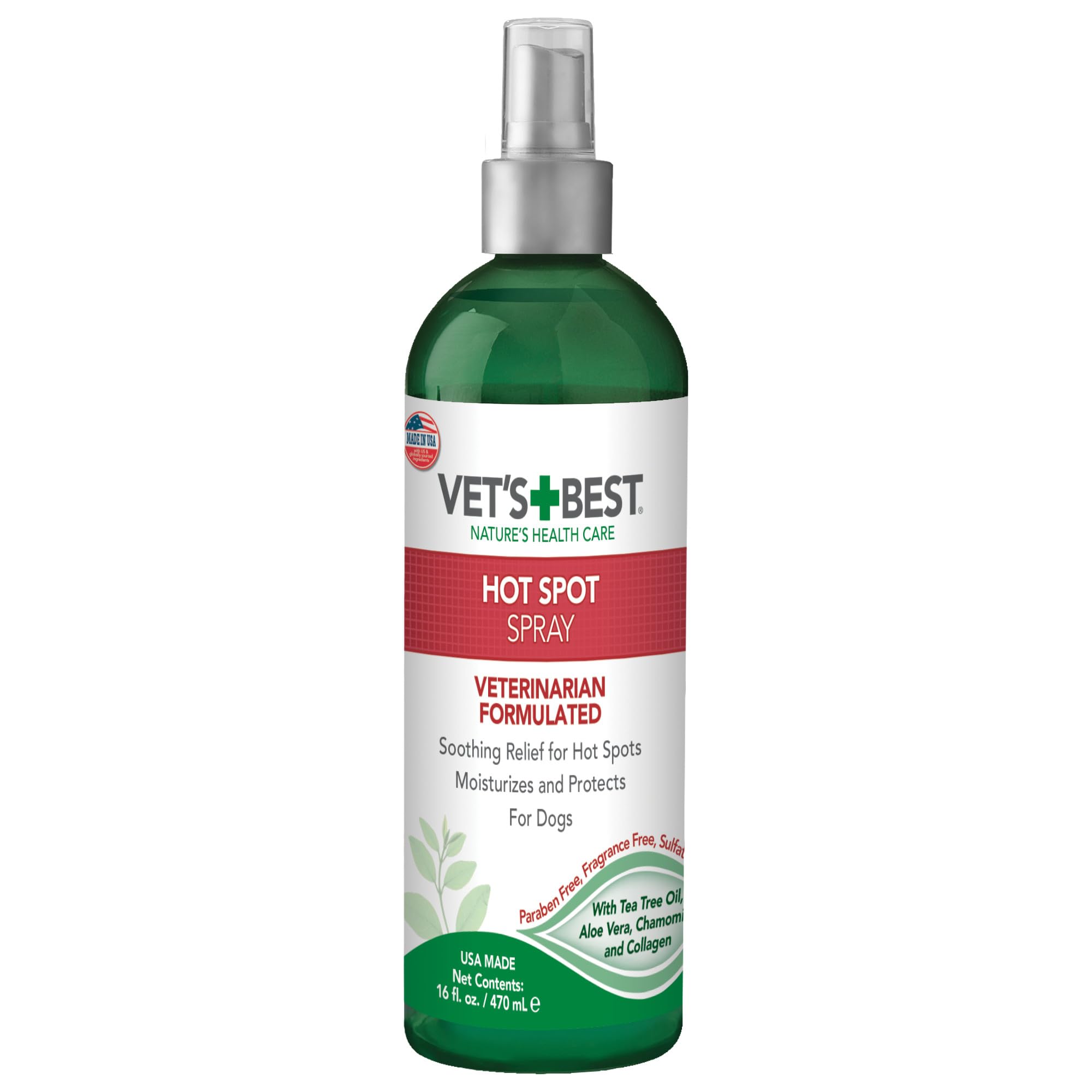 Vet's Best face avant du spray montrant format 16 oz et bénéfice apaisant