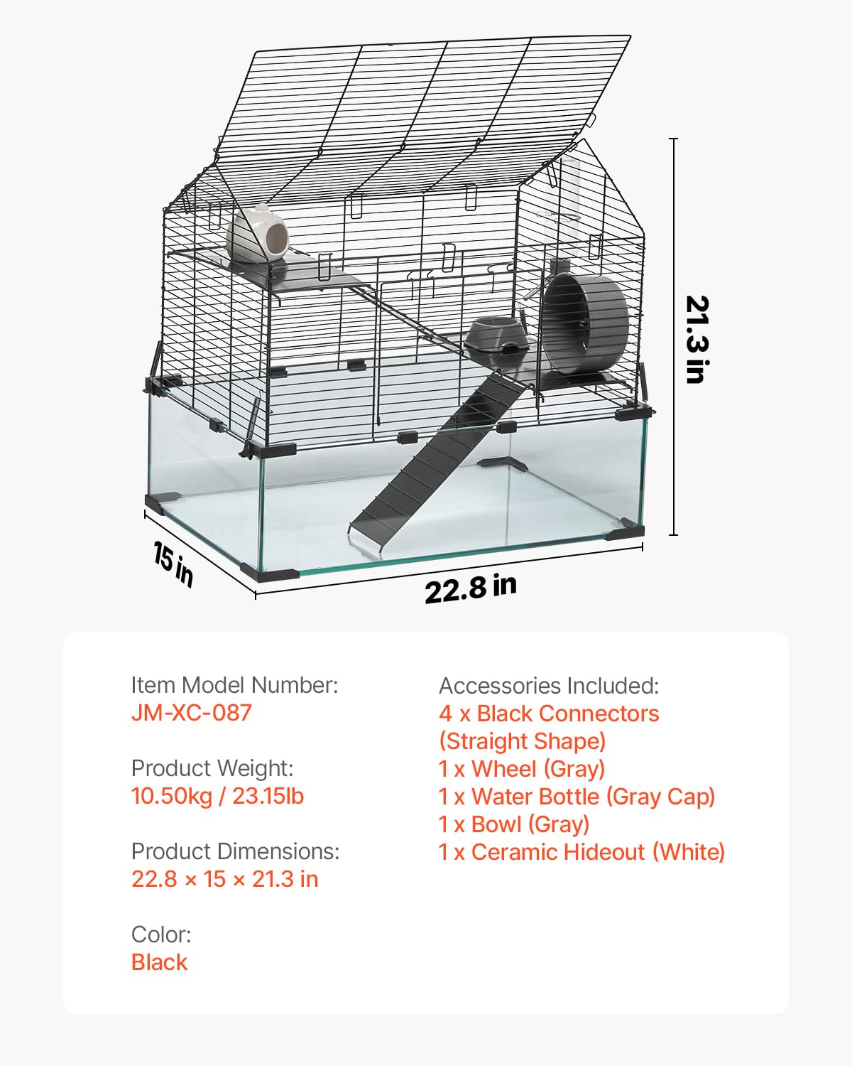 VEVOR comparaison taille montrant dimensions utiles pour hamsters
