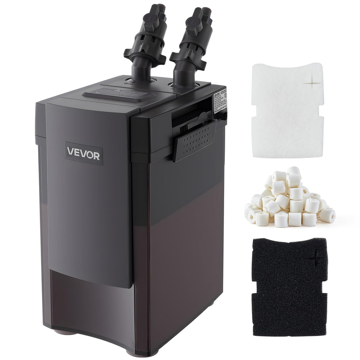 VEVOR vue face du filtre canister montrant design robuste et gain de clarté