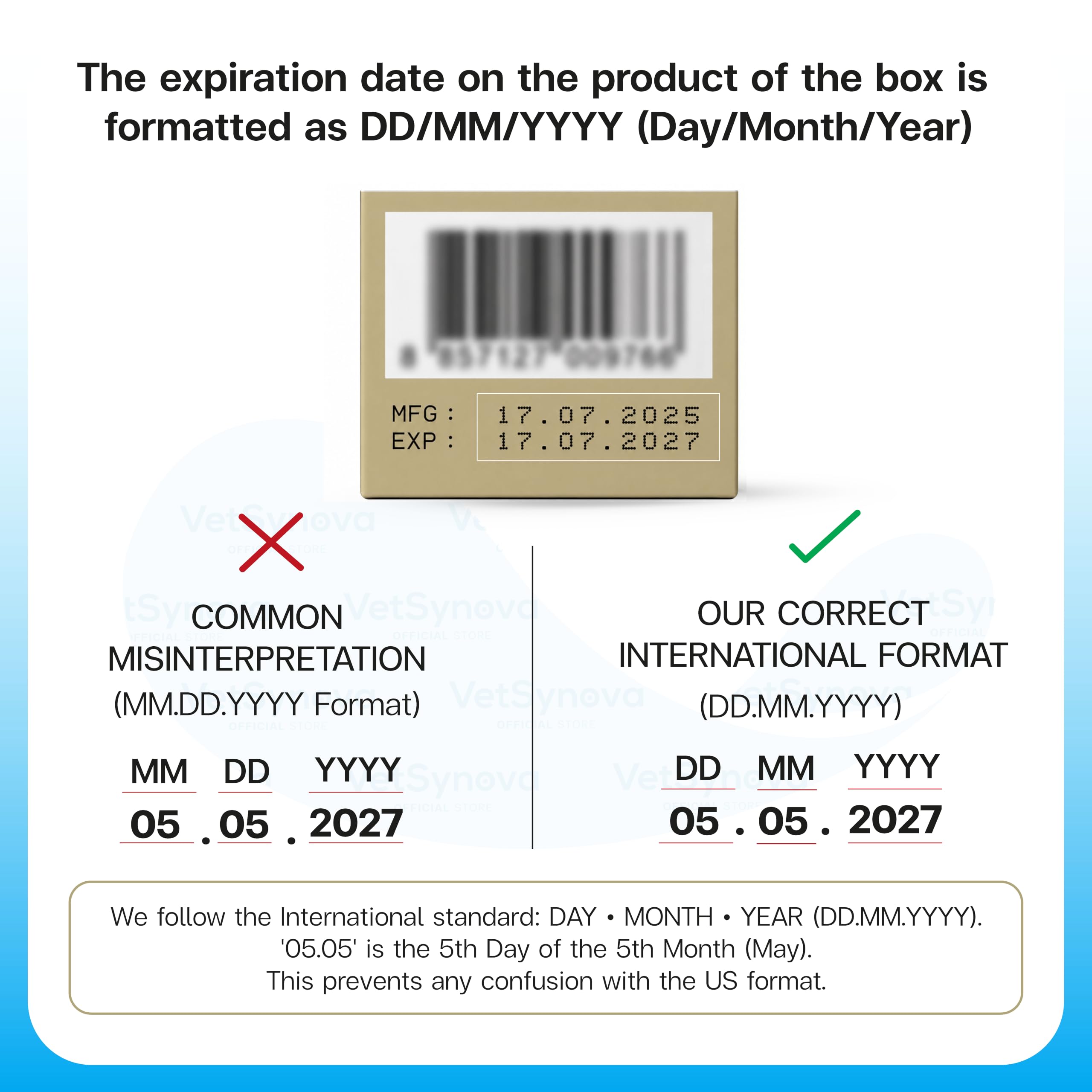 VFcare comparaison échelle taille sachet visuel dose individuelle pratique