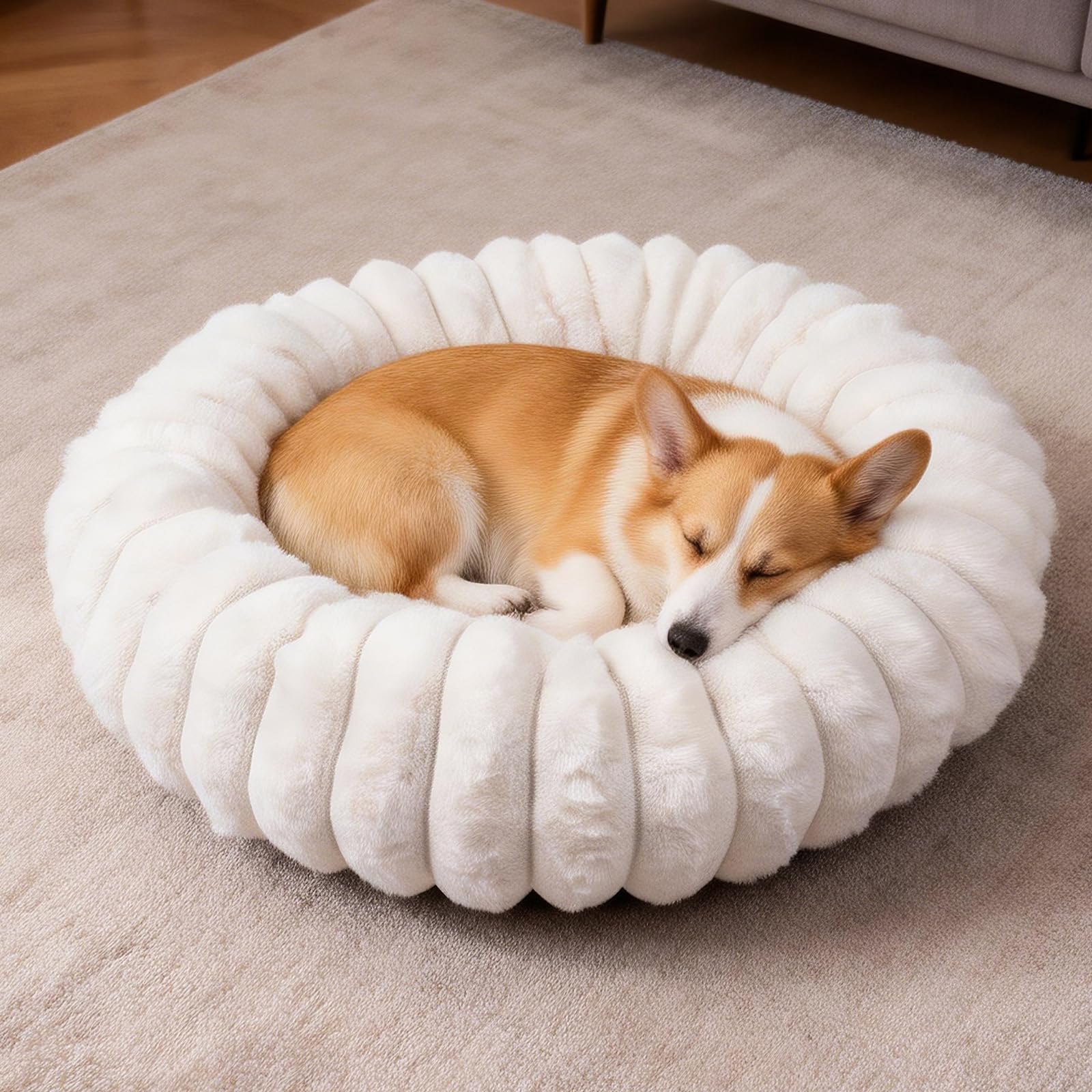 Vhen When vue avant du coussin donut blanc montrant confort et accueil