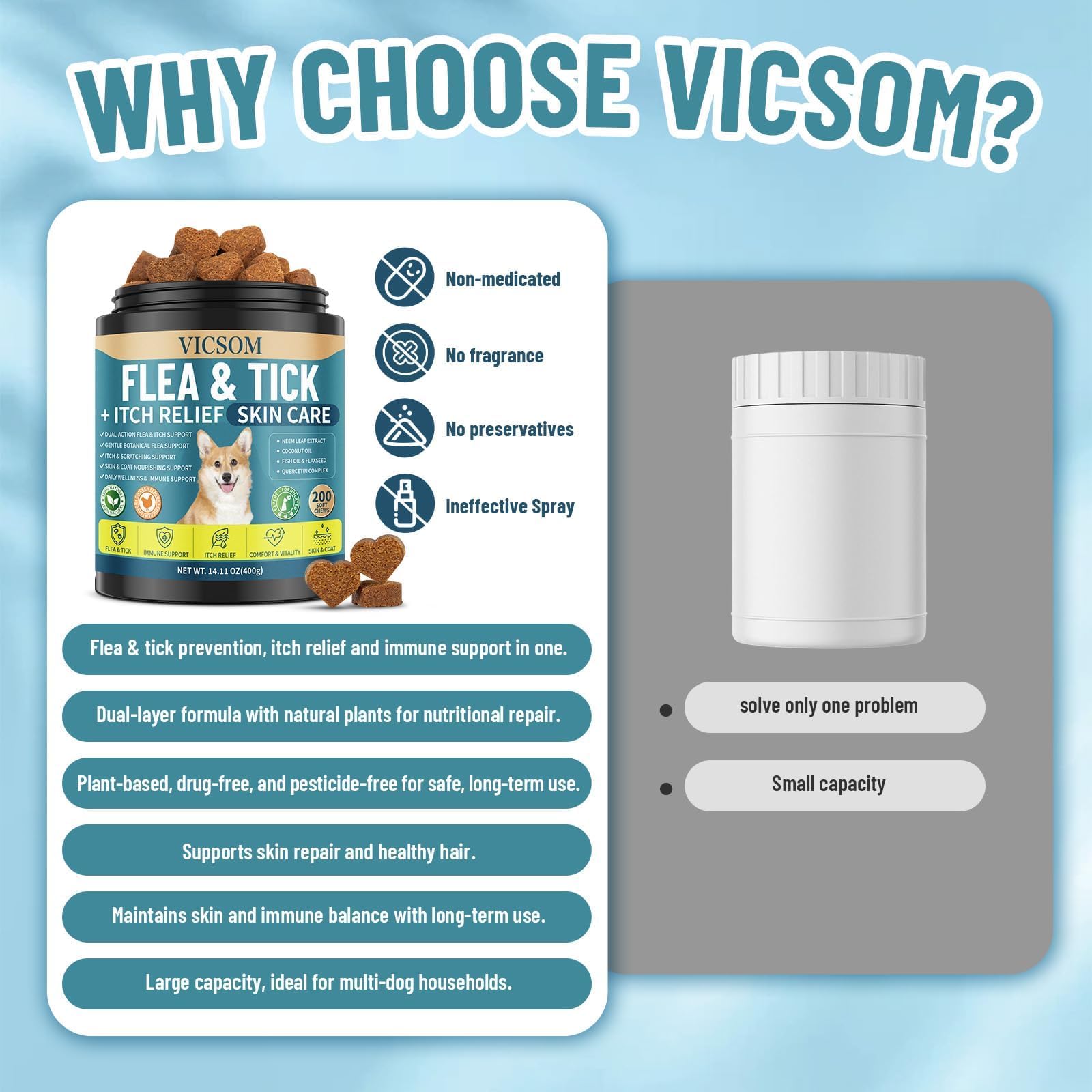VICSOM ingrédient neem détail indiquant action naturelle contre parasites