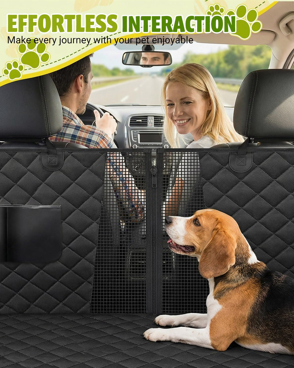 Victoper comparaison taille avec chien illustrant ajustement pour banquettes SUV et berlines