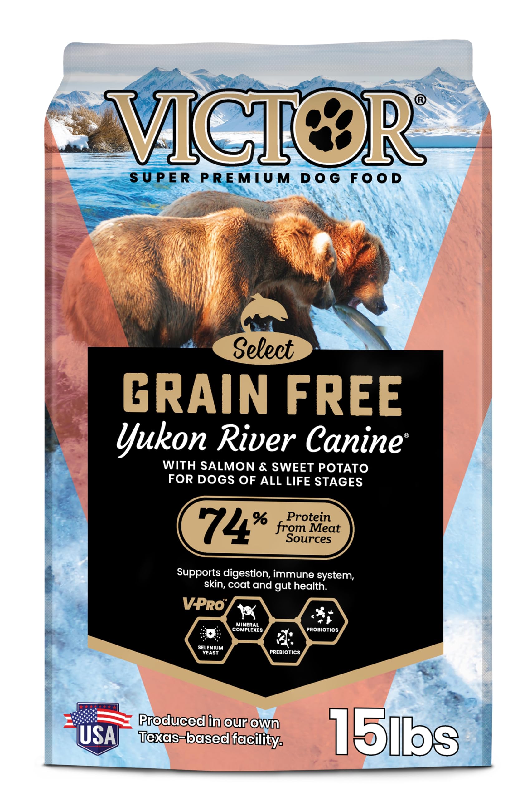 VICTOR paquet avant montrant recette Yukon River et bénéfice nutritionnel