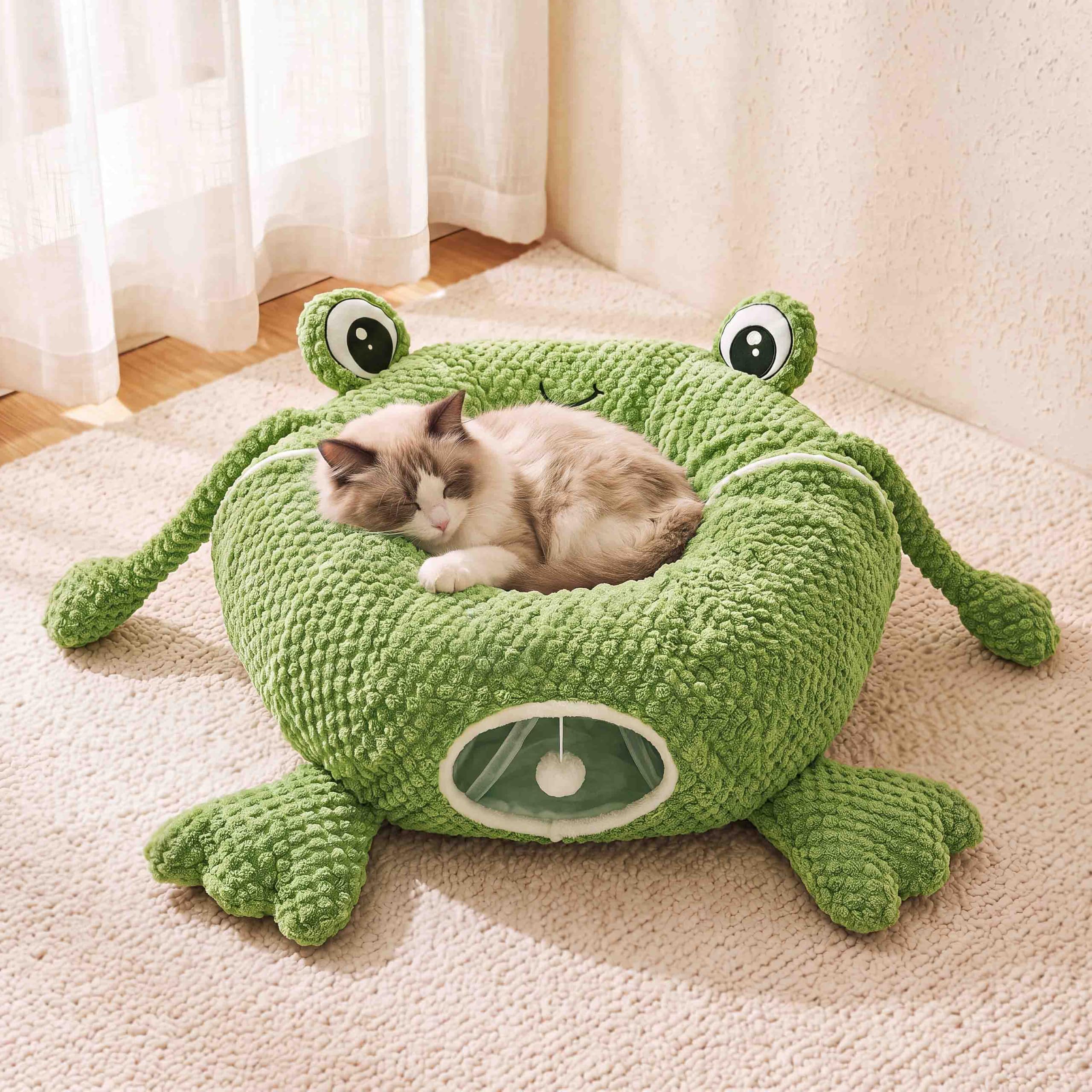 VIEFIN chat à l'intérieur illustrant espace de jeu et cachette