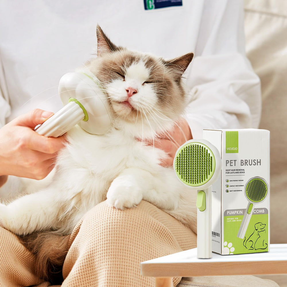 VIOJOJO brosse utilisée sur chat montrant réduction visible des poils
