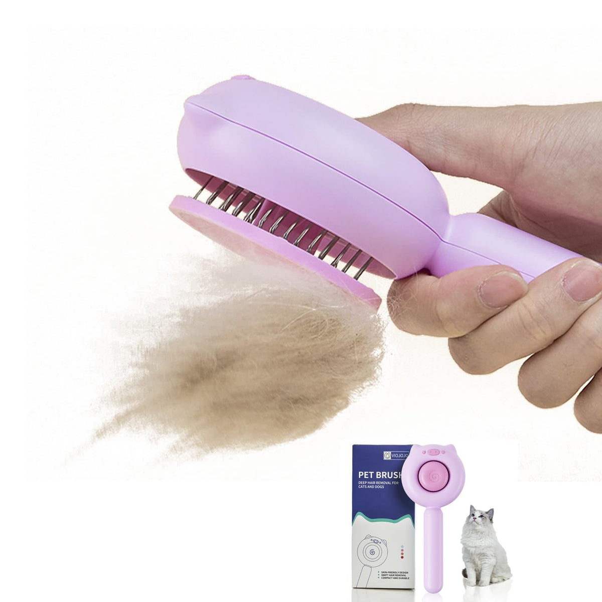 VIOJOJO vue face avant montrant la tête de brosse, facilite le toilettage