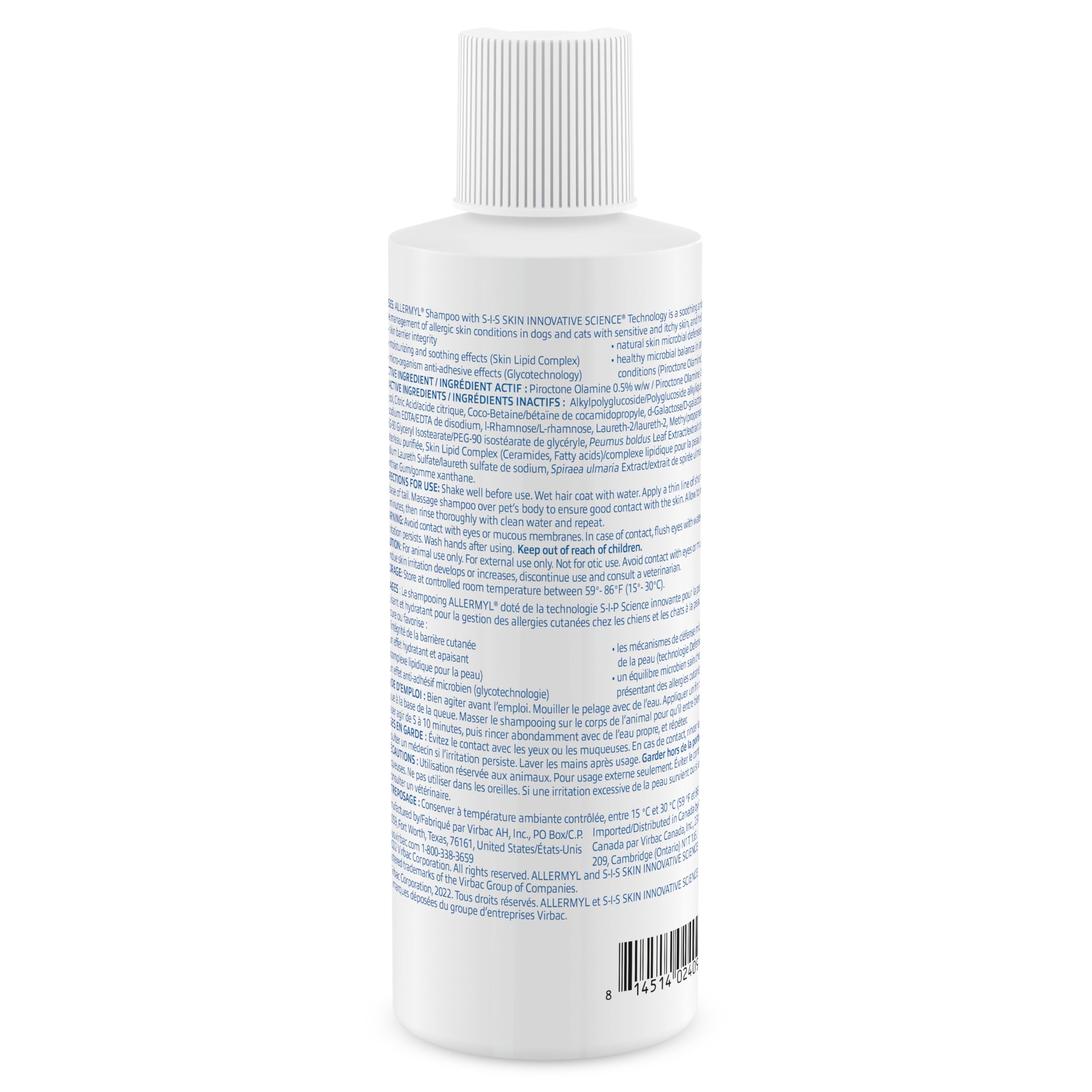 Virbac Allermyl étiquette lisible montrant ingrédients hypoallergéniques