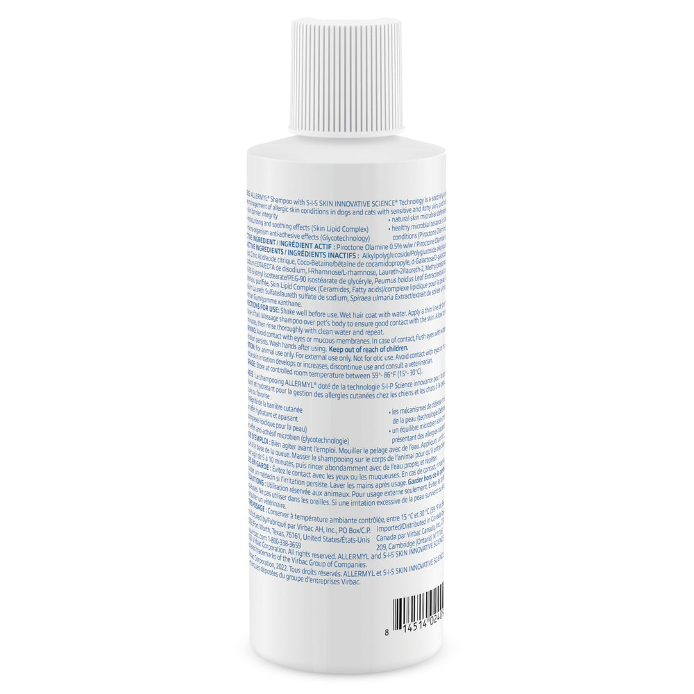 Virbac Allermyl étiquette lisible montrant ingrédients hypoallergéniques