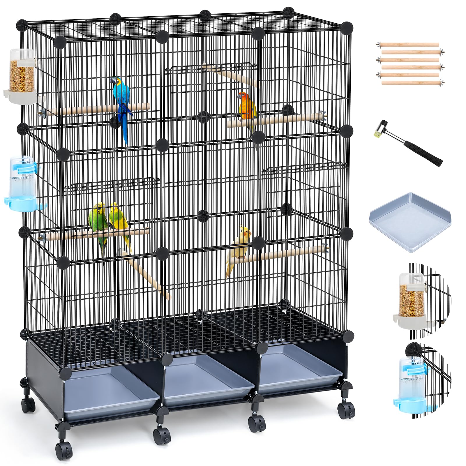 VISCOO vue de face de la cage complète montrant l'espace et la structure sécurisée