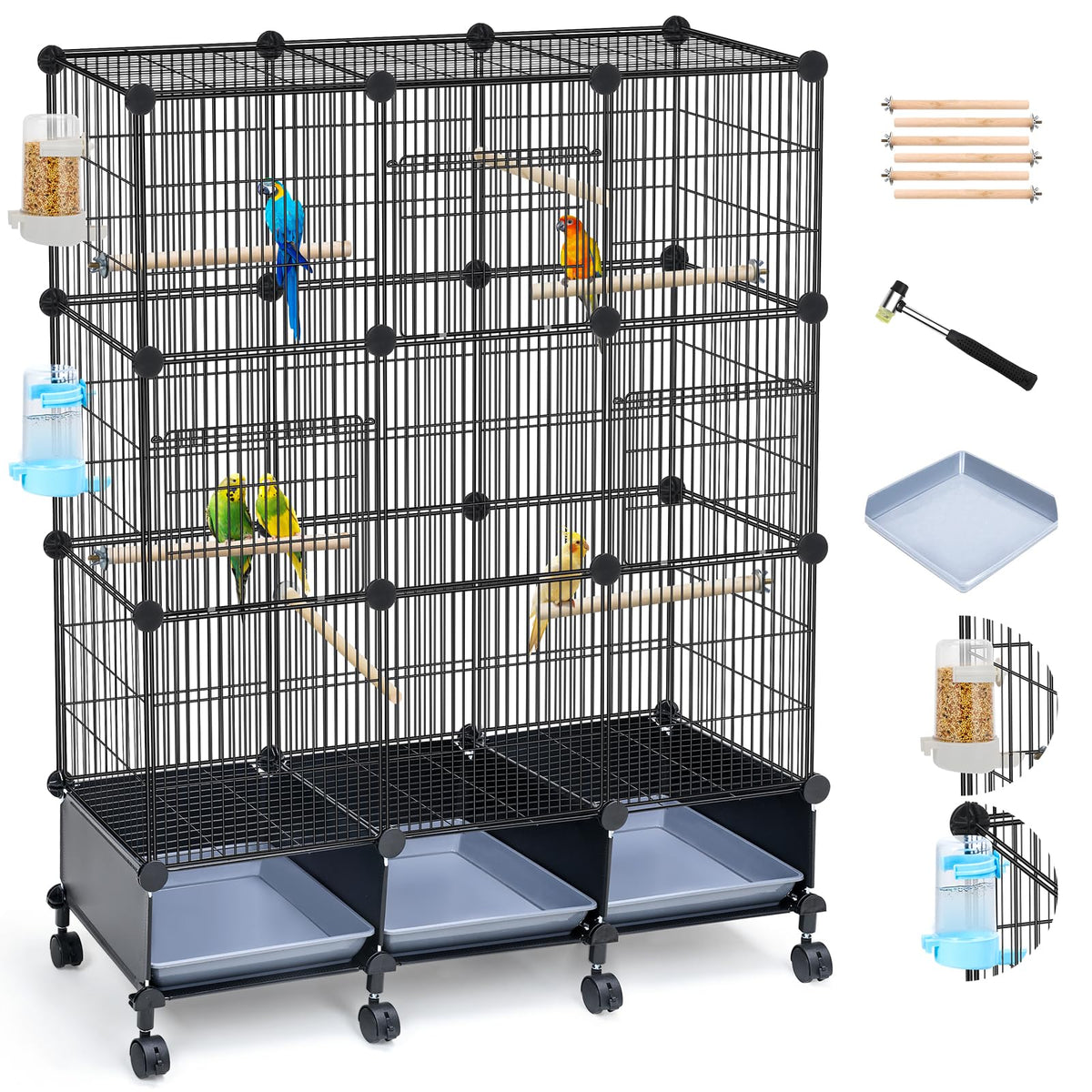 VISCOO vue de face de la cage complète montrant l'espace et la structure sécurisée