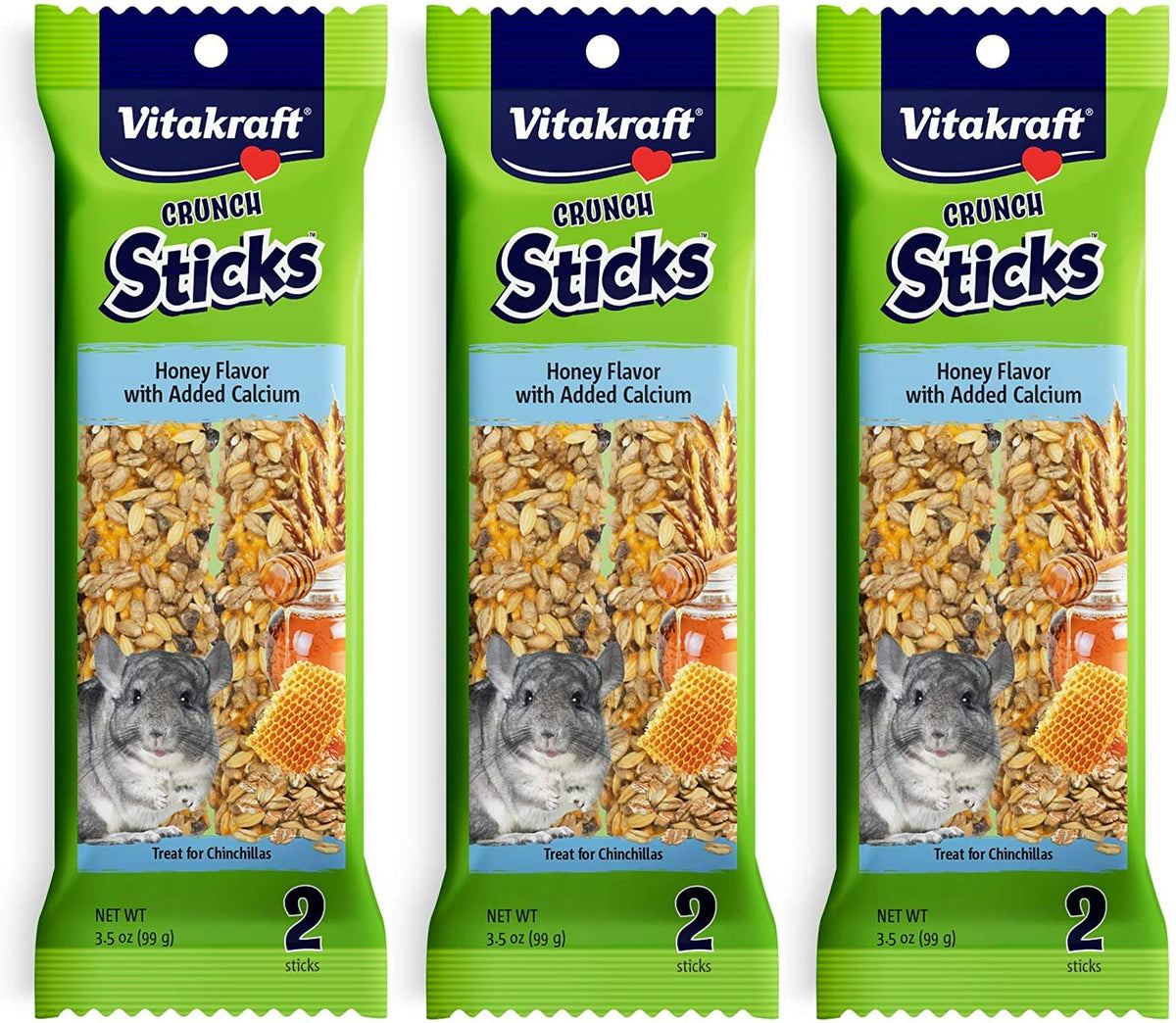 Vitakraft emballage avant montrant lot 3‑pack et bénéfice portionné