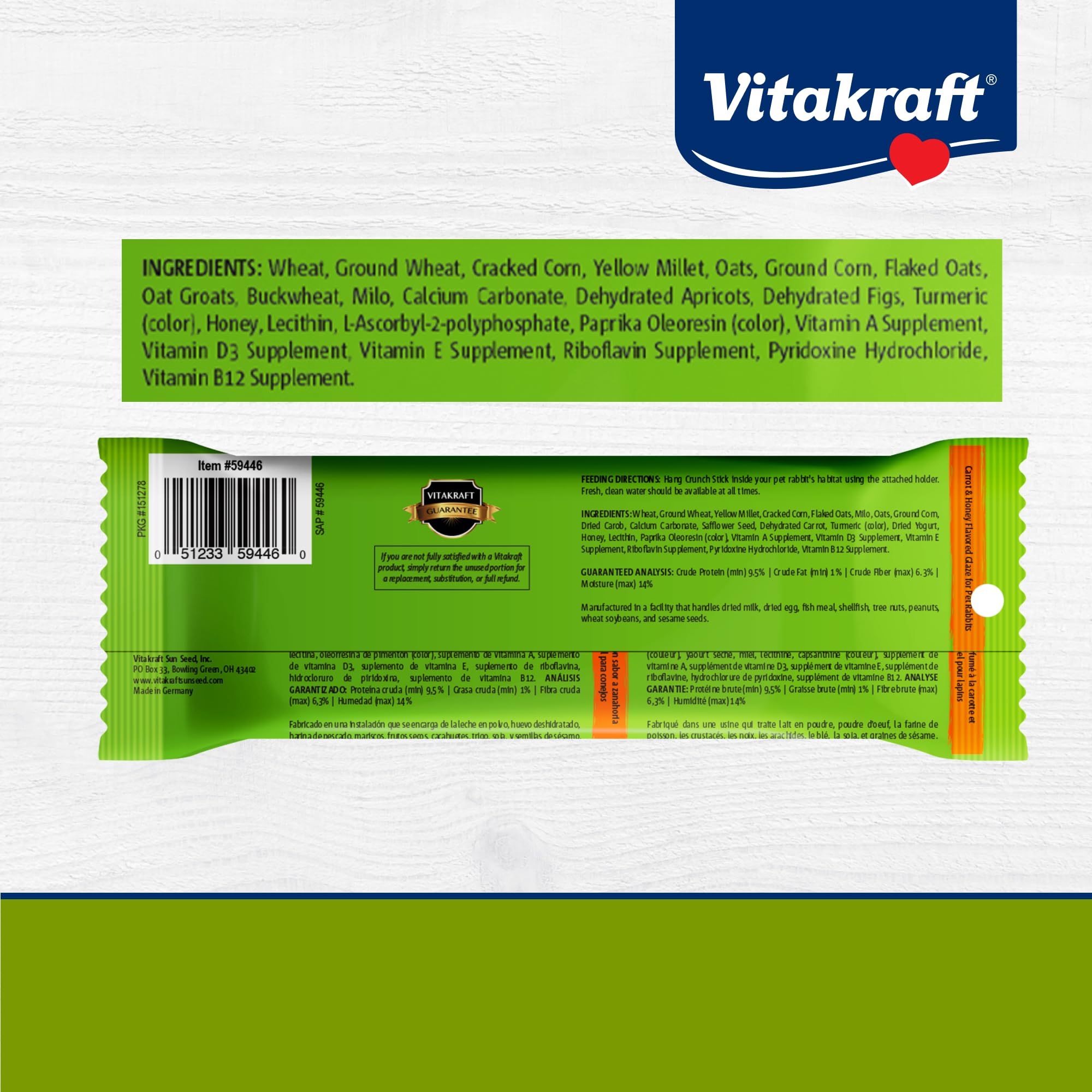 Vitakraft étiquette ingrédients et vitamines garantissant complément nutritif