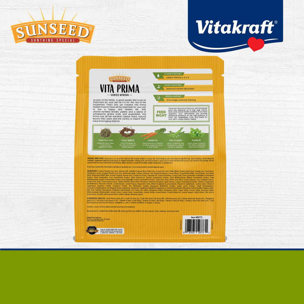 Vitakraft étiquette nutritionnelle montrant vitamines, vitamine C et minéraux