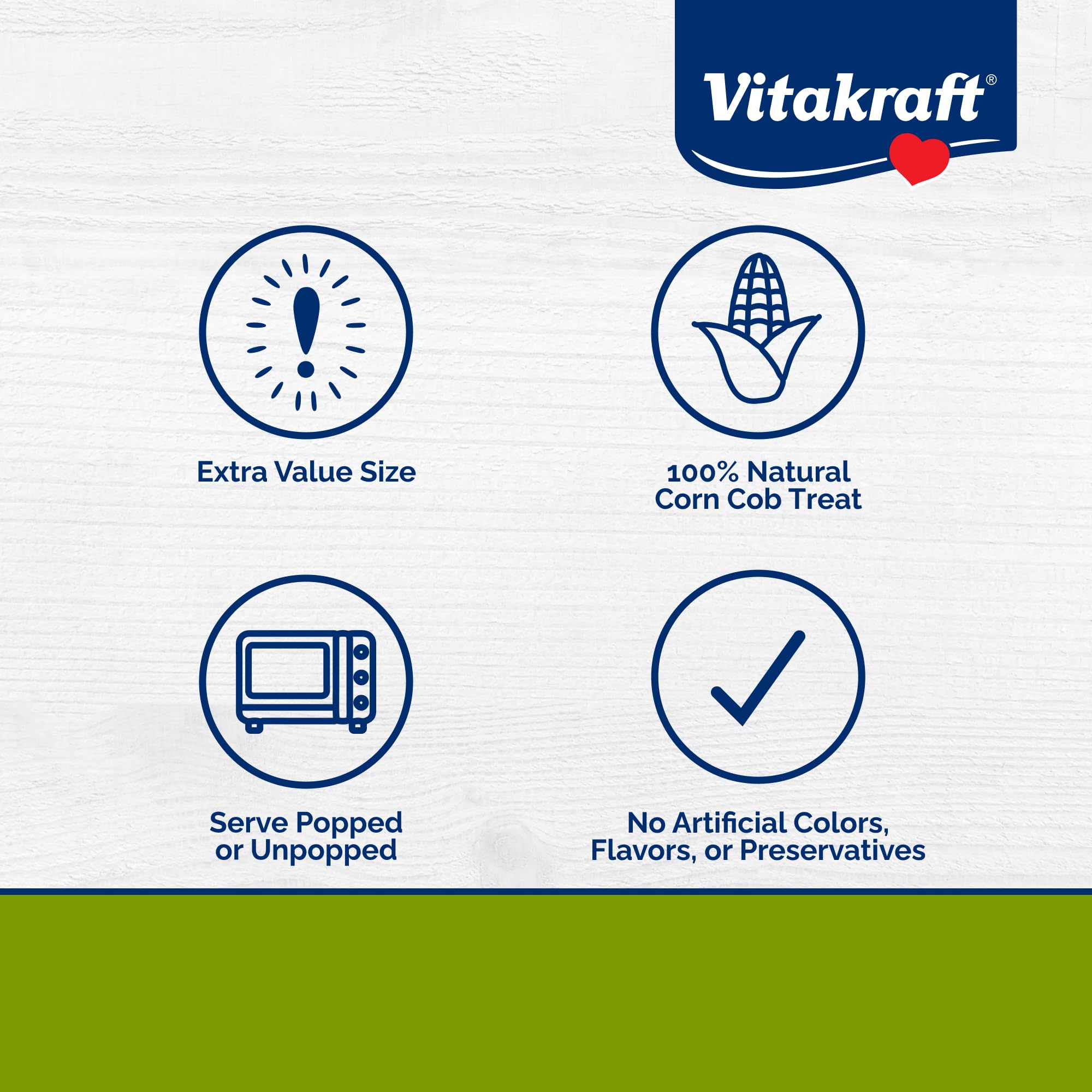 Vitakraft gros plan sur un épi de maïs, naturel et sans additifs