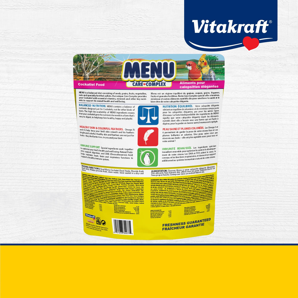 Vitakraft cockatiel mangeant pour montrer plaisir et stimulation