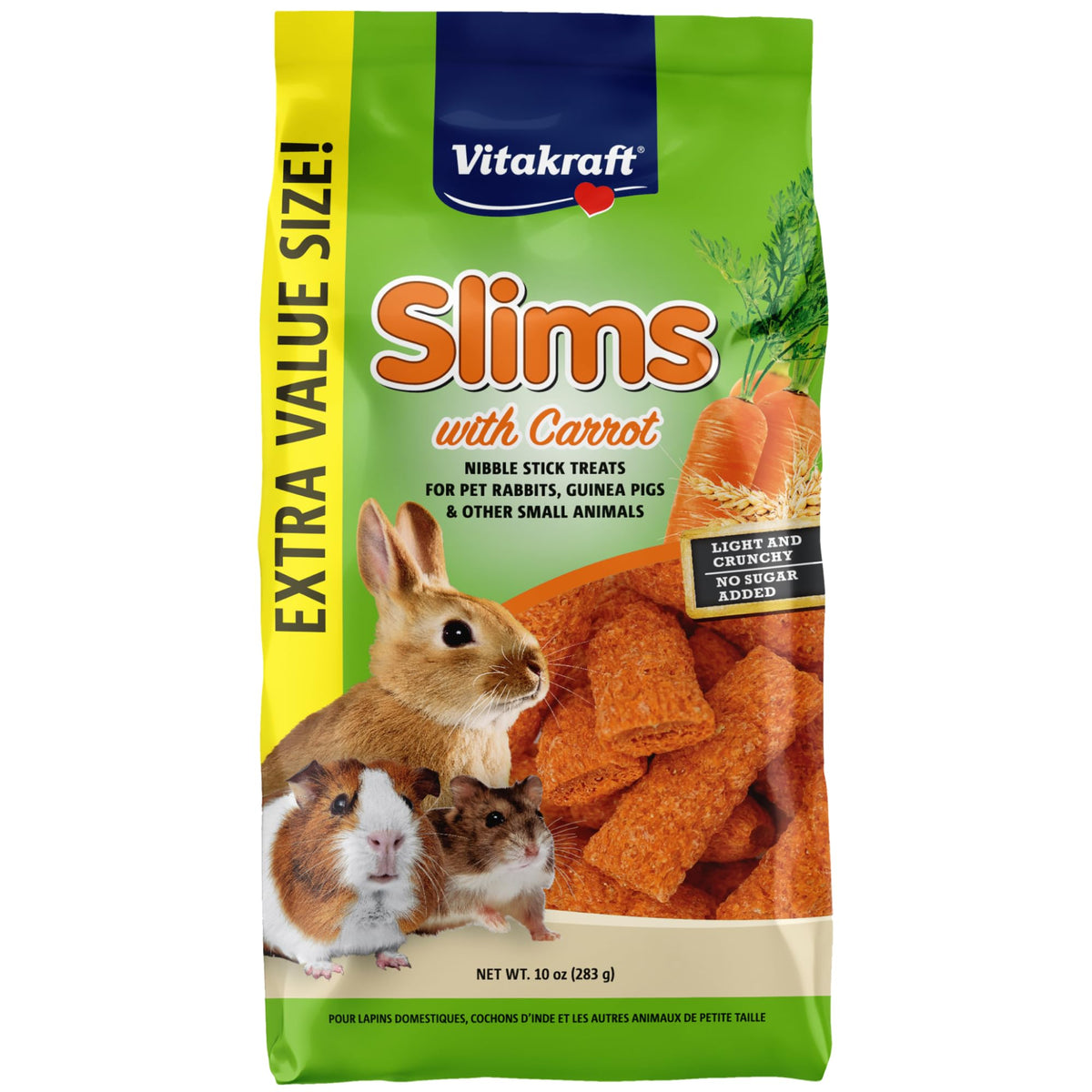Vitakraft Slims Carrot emballage avant montrant la portion pratique et ingrédients naturels