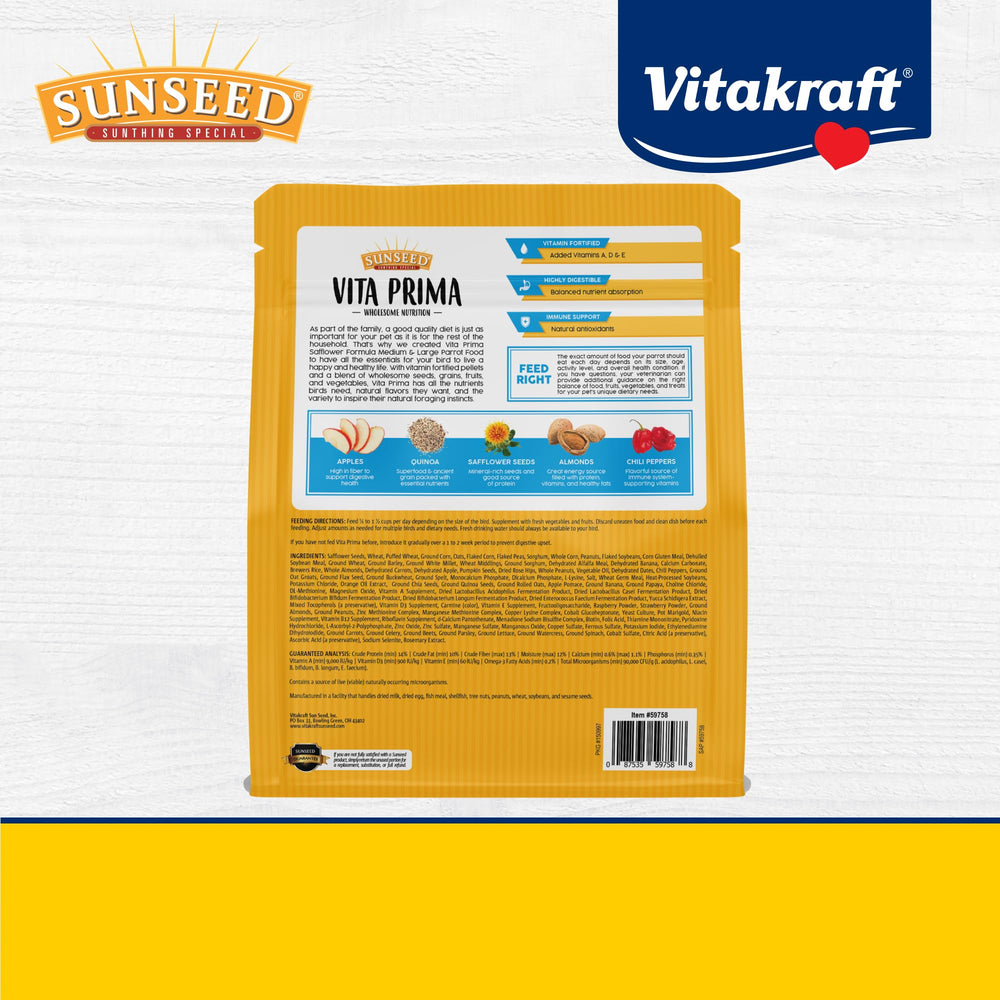 Vitakraft Sunseed étiquette nutrition claire pour choix informé