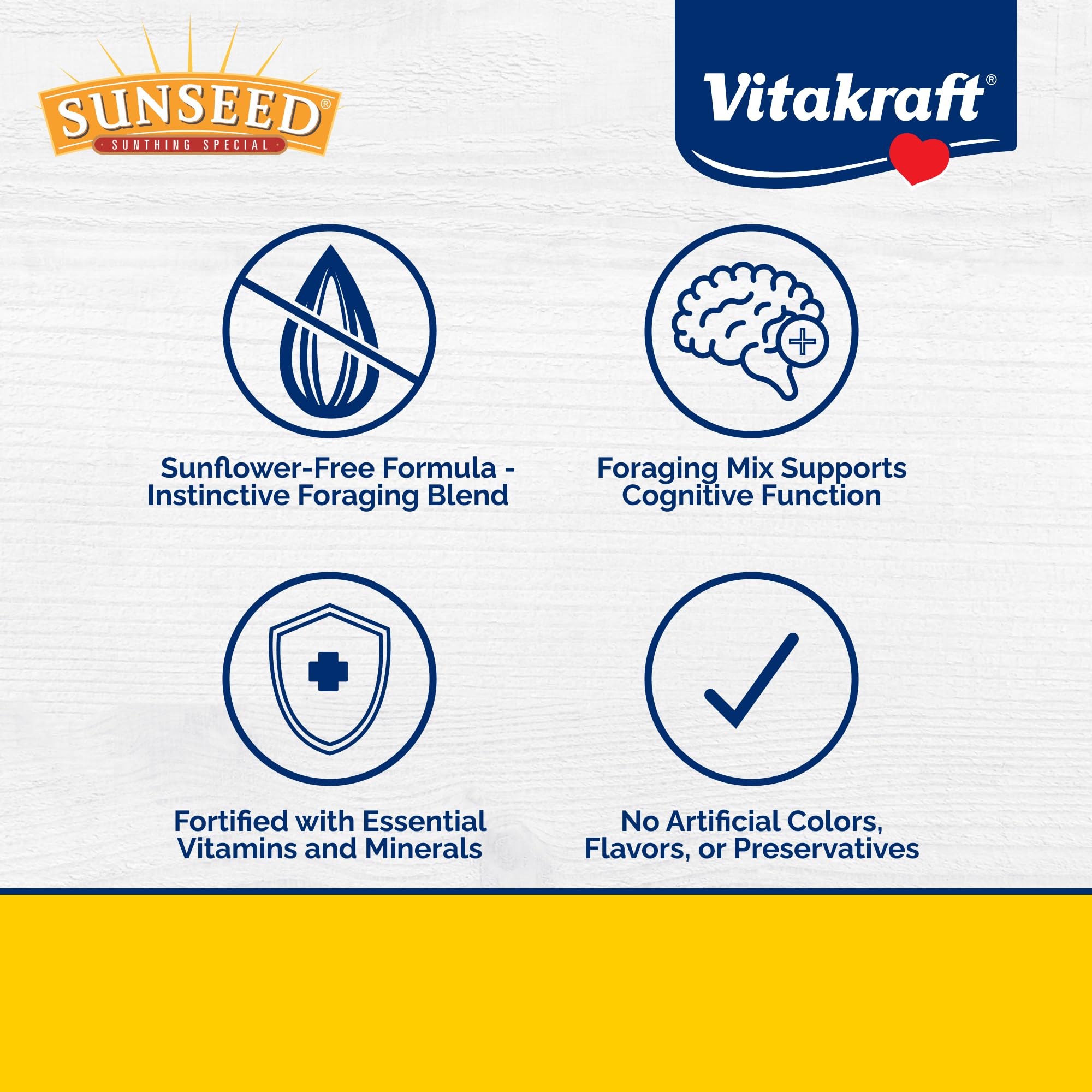 Vitakraft Sunseed gros plan ingrédients offrant diversité nutritive