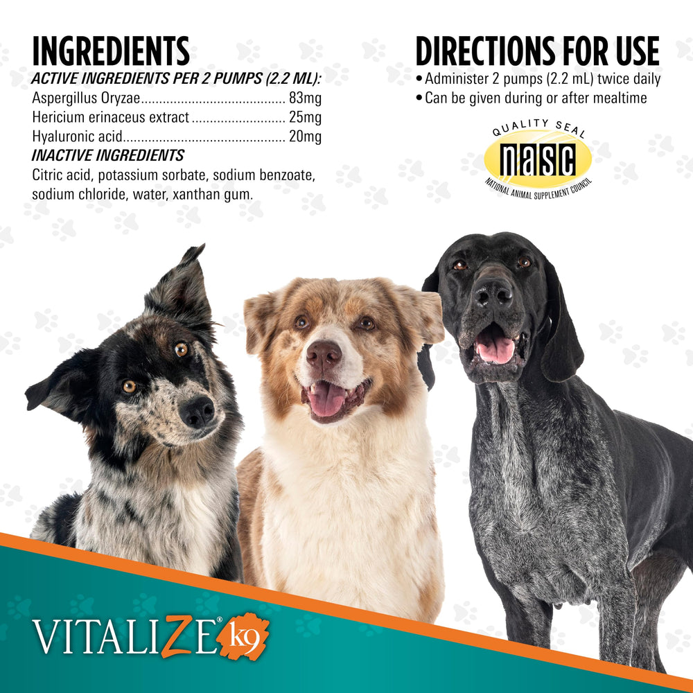 Vitalize Alimend K9 taille comparée main simple à doser