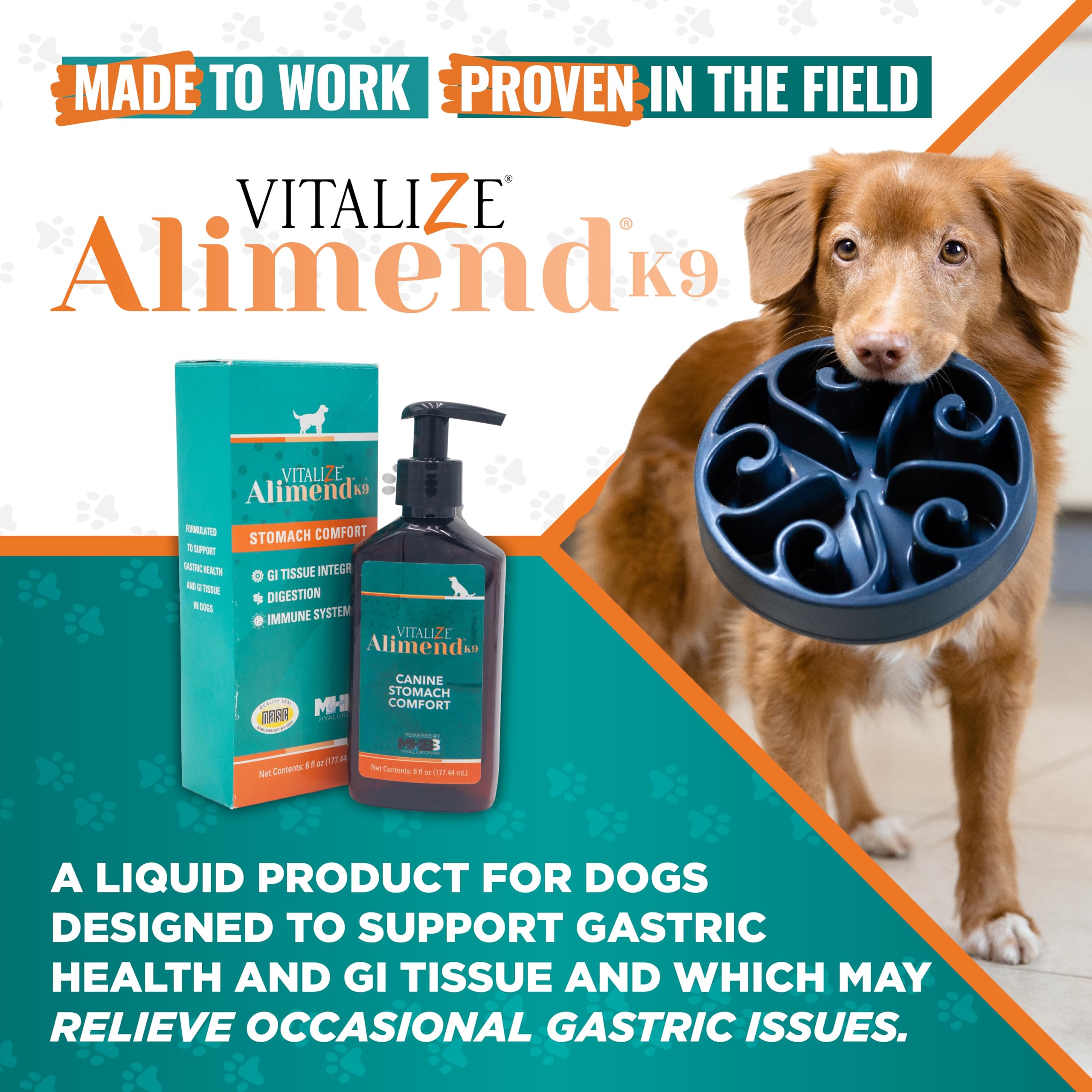 Vitalize Alimend K9 gros plan liquide montre texture apaisante