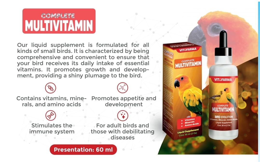 Administration directe de VITOFARMA dans le bec d'un petit oiseau pour faciliter la supplémentation