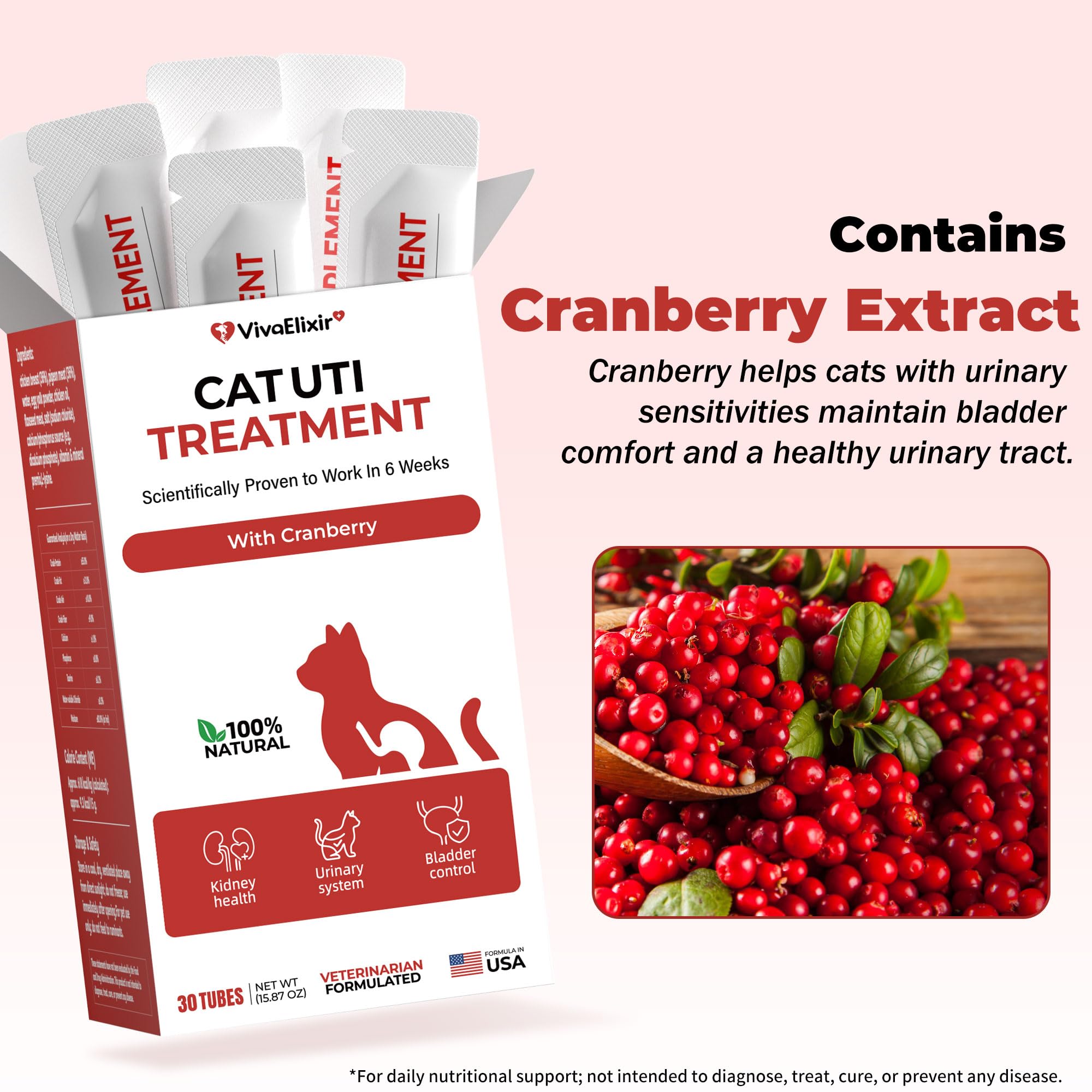 VivaElixir étiquette nutritionnelle affichant faibles phosphore et teneur vérifiable