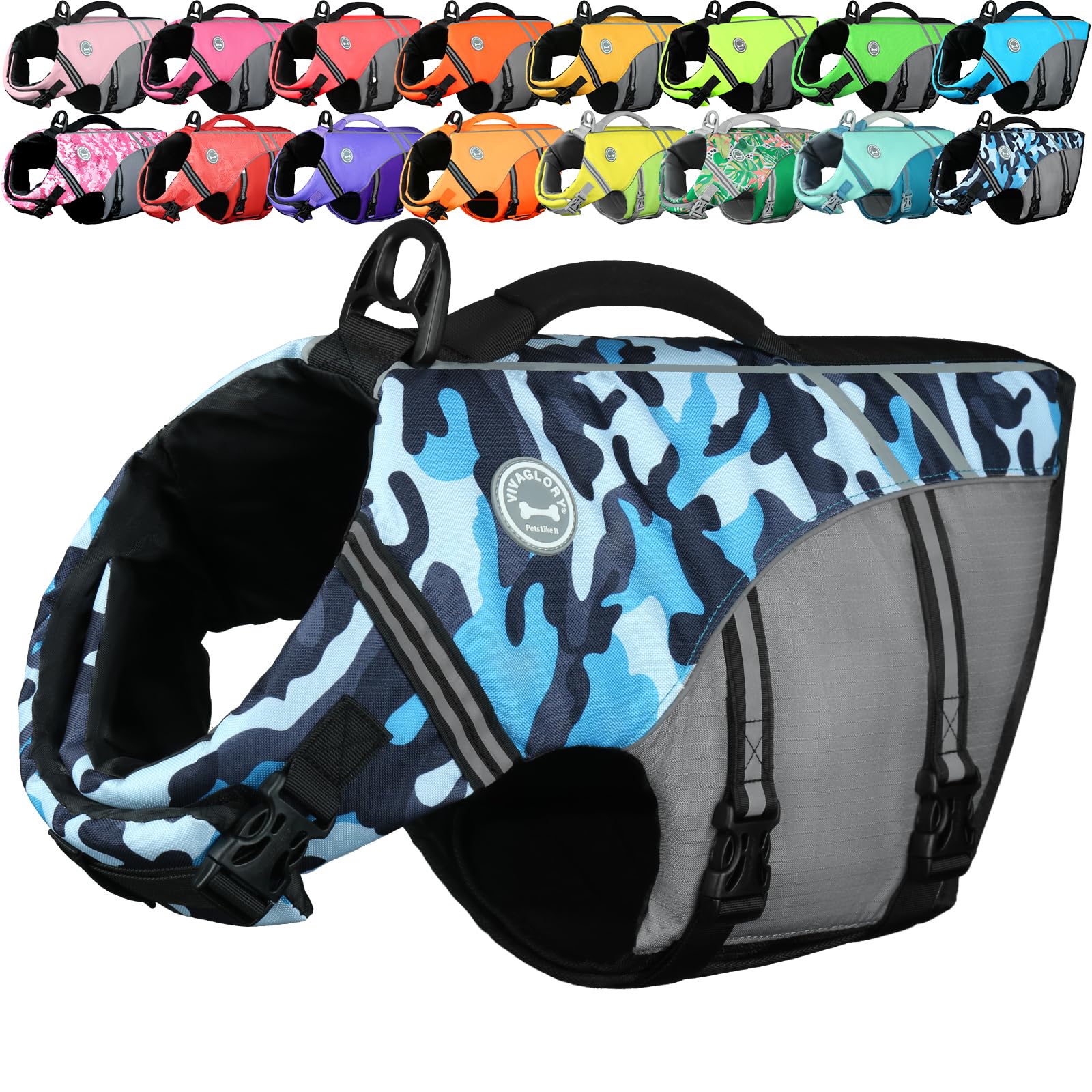 VIVAGLORY gilet face camo bleu montrant coupe sportive et confort