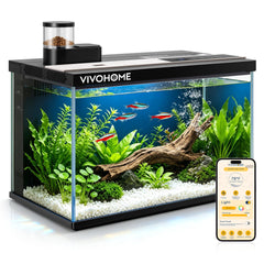 VIVOHOME aquarium face avant montrant design clair et bénéfice esthétique