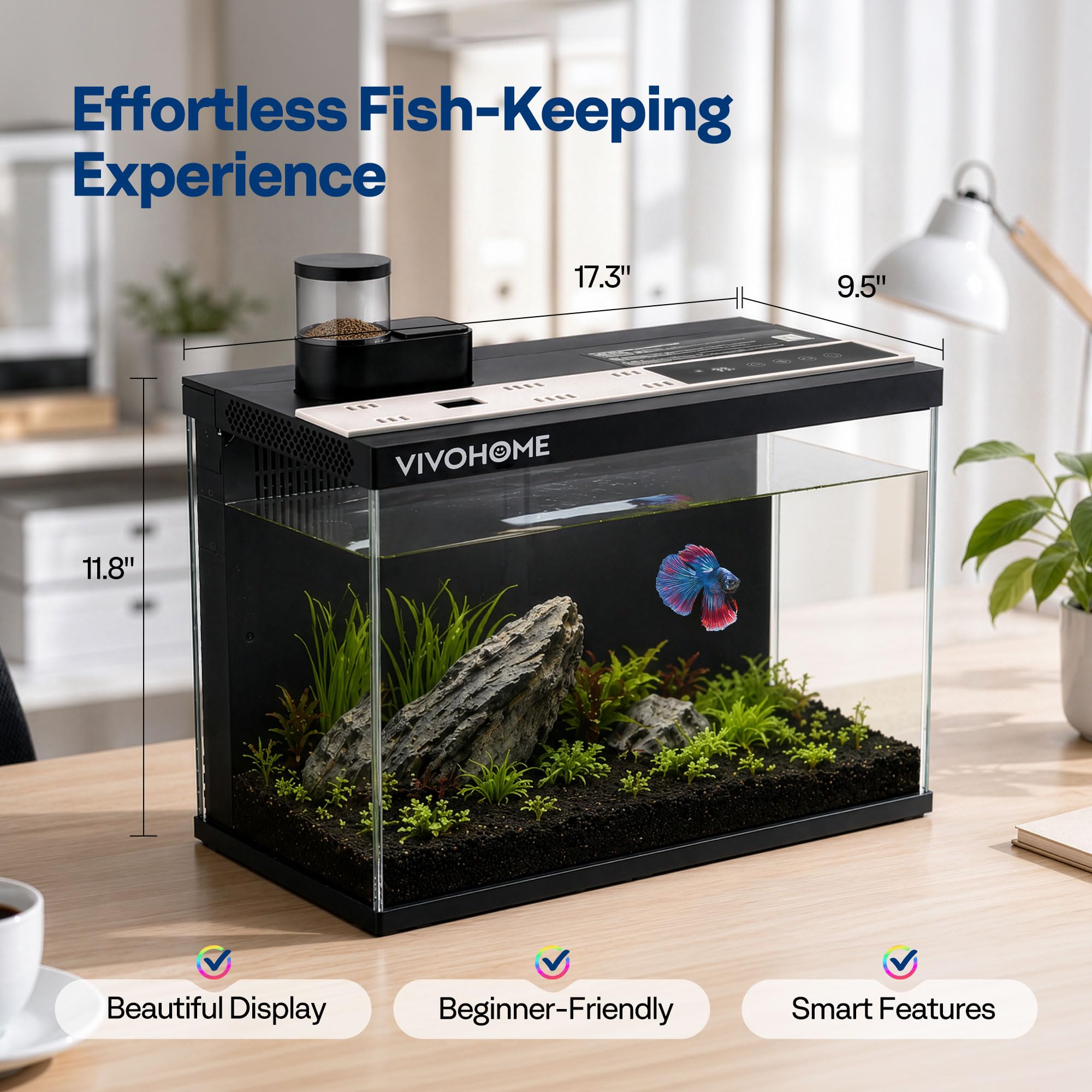 VIVOHOME comparaison taille avec une main illustrant compacité pratique bénéfice