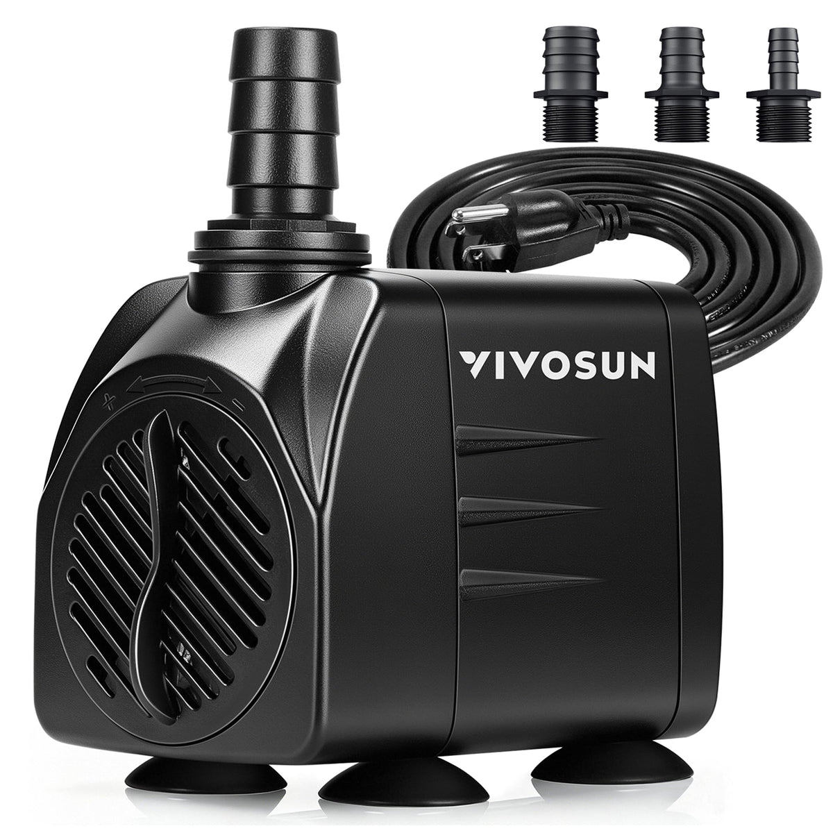 VIVOSUN pompe face avant montrant boîtier compact et contrôle de débit